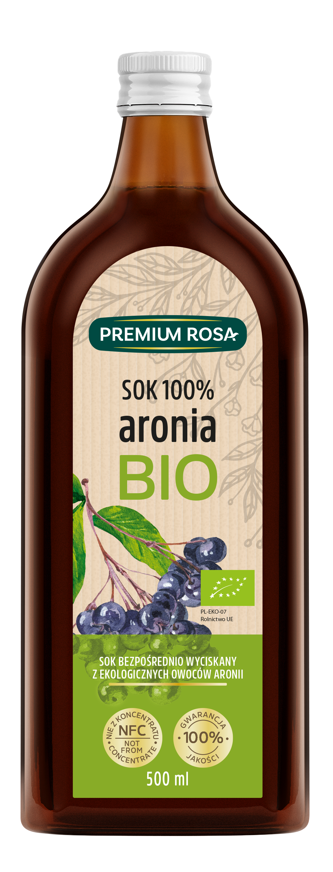 Premium Rosa Bio Aronia 100% 500 Ml