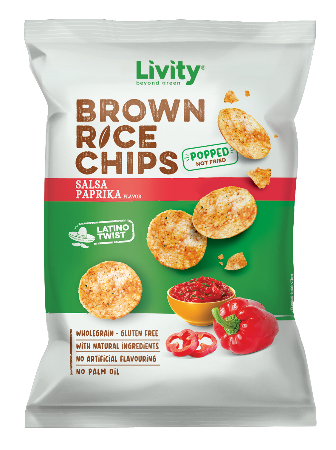 Livity Chipsy Ryżowe Pełnoziarniste O Smaku Smaku Salsy Paprykowej 60G