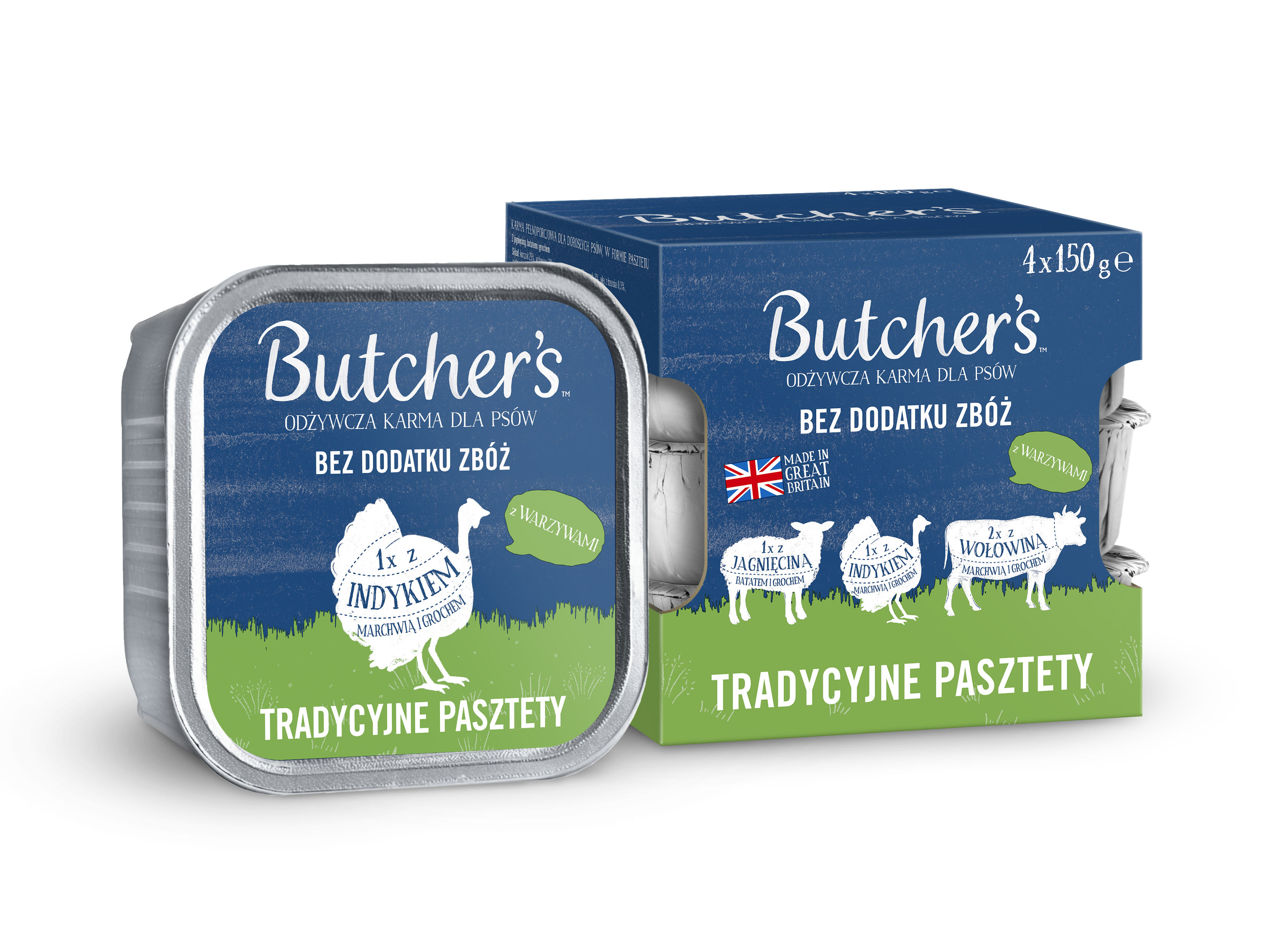 Butcher'S Original Tradycyjne Pasztety, Karma Dla Psa, Mix Smaków Z Warzywami, Pasztety 4X150 G