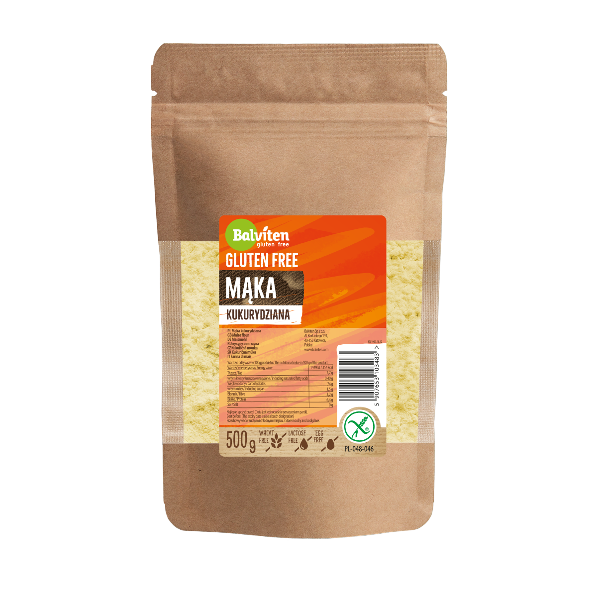 Balviten Mąka Kukurydziana 500G. Produkt Bezglutenowy