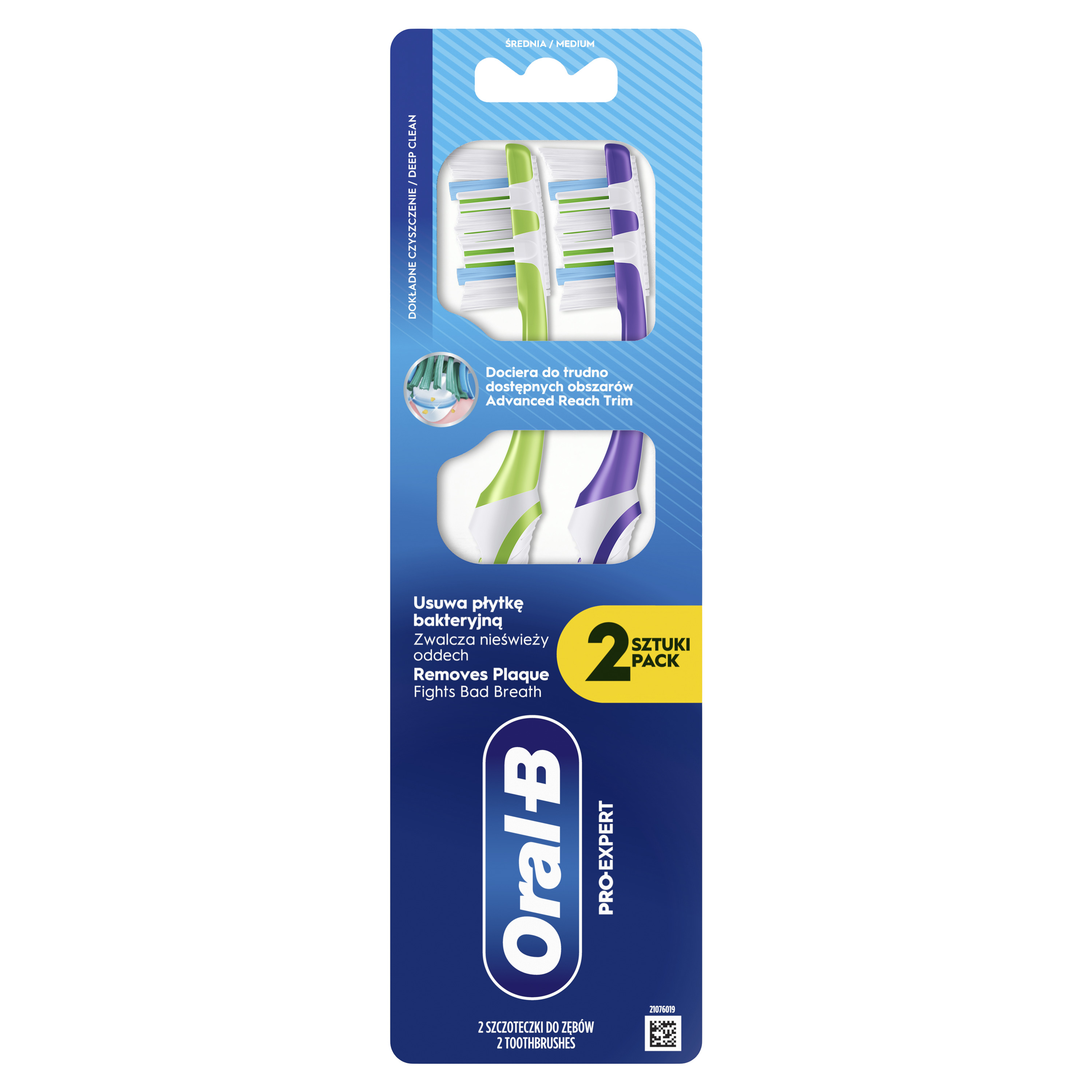 Oral-B Pro-Clean Szczoteczka Do Zębów, Średnia, 2 Sztuki