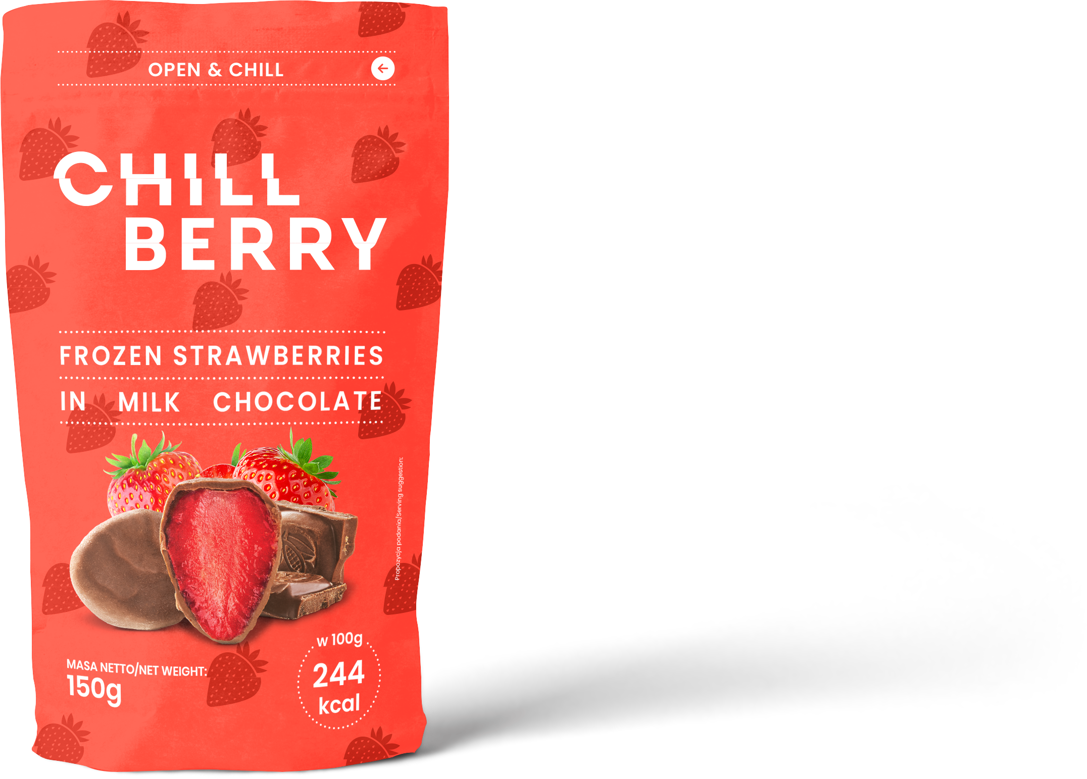 Chillberry Mrożone Truskawki Oblane Mleczną Czekoladą 150 G
