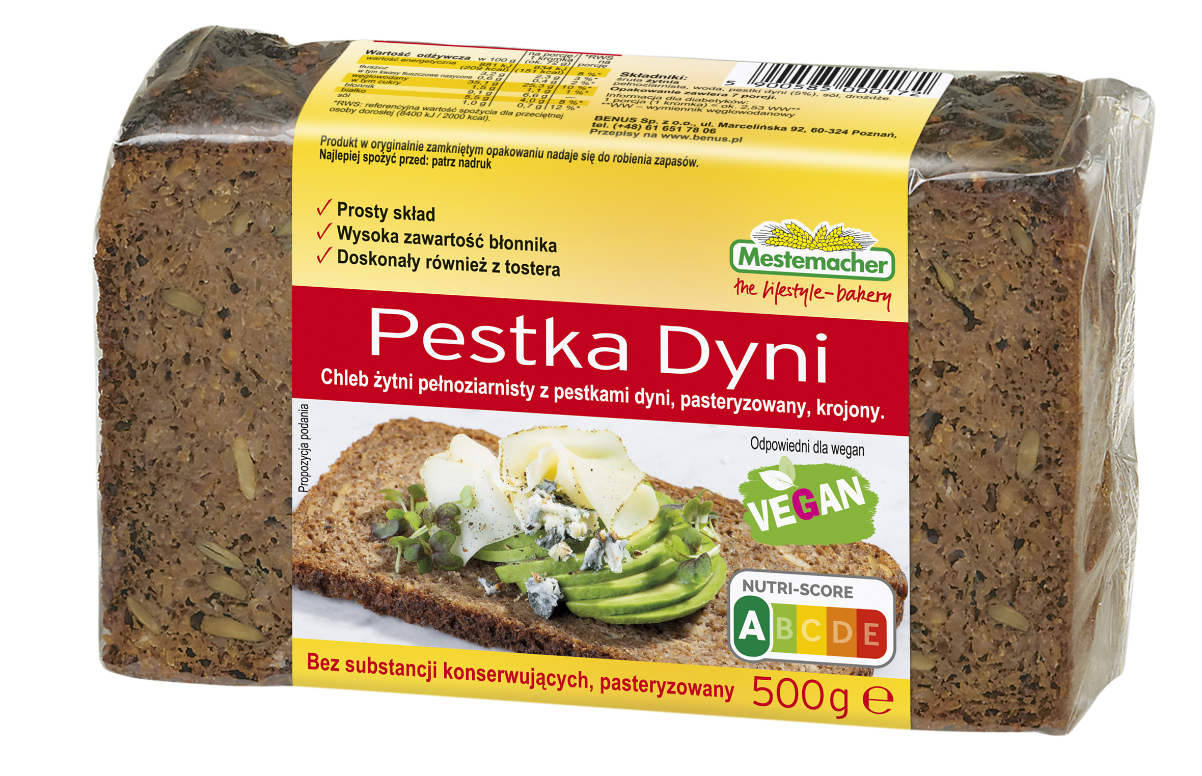 Chleb Żytni Z Pestką Dyni 500 G Mestemacher