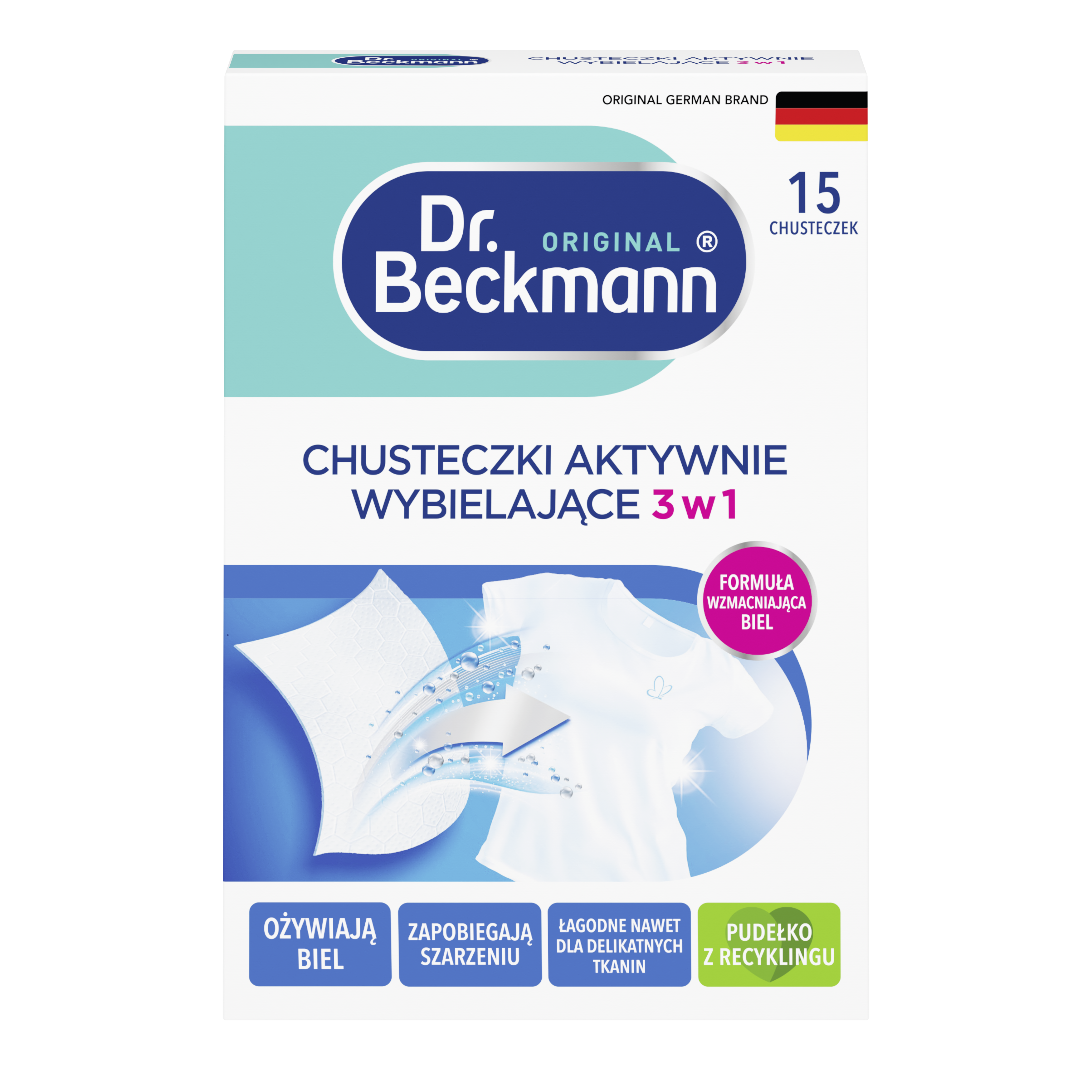Dr.Beckmann Chusteczki Aktywnie Wybielające 3 W 1 - 15 Szt.