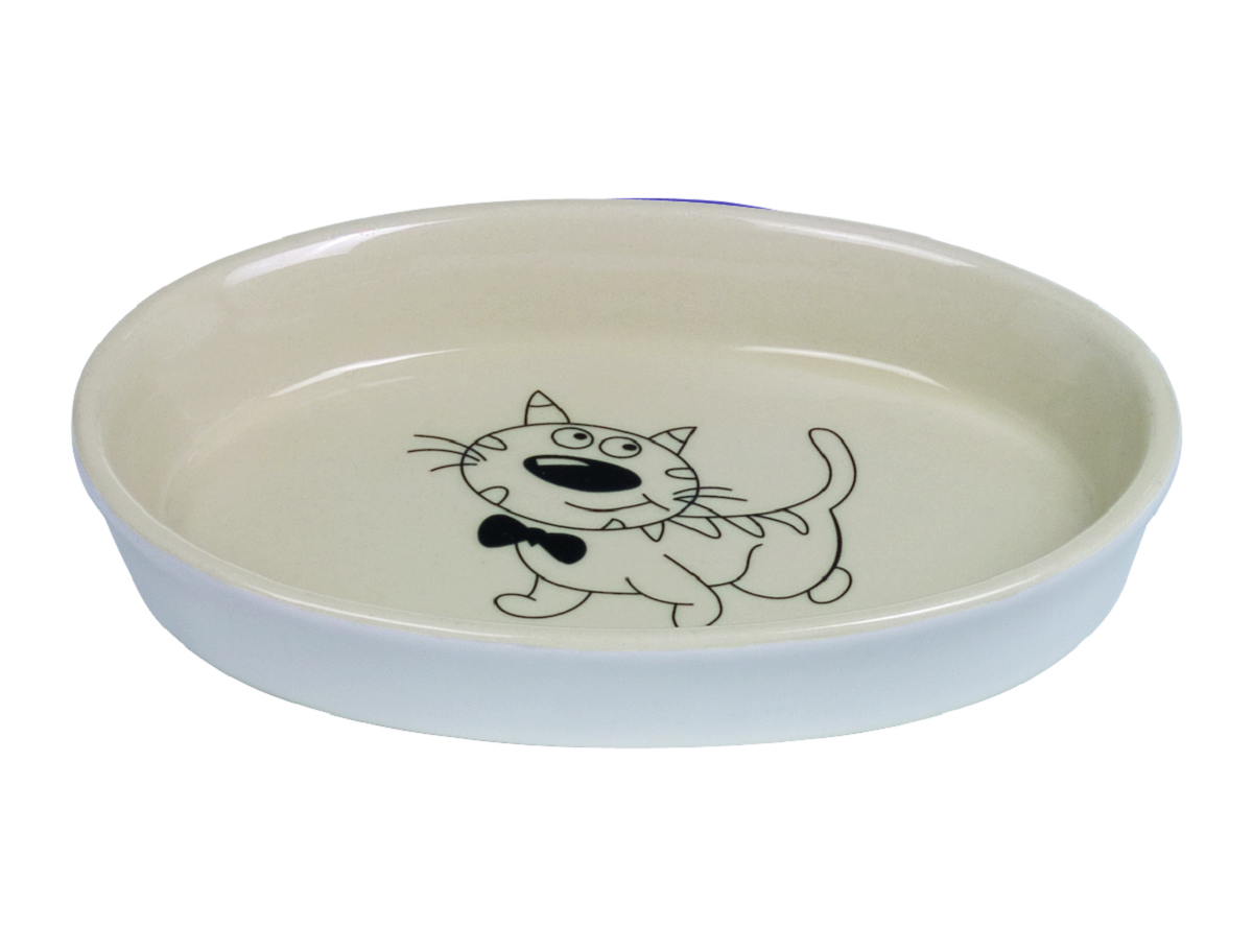 Miseczka Ceramiczna Dla Kota 120 Ml Owalna, Kremowo-Beżowa