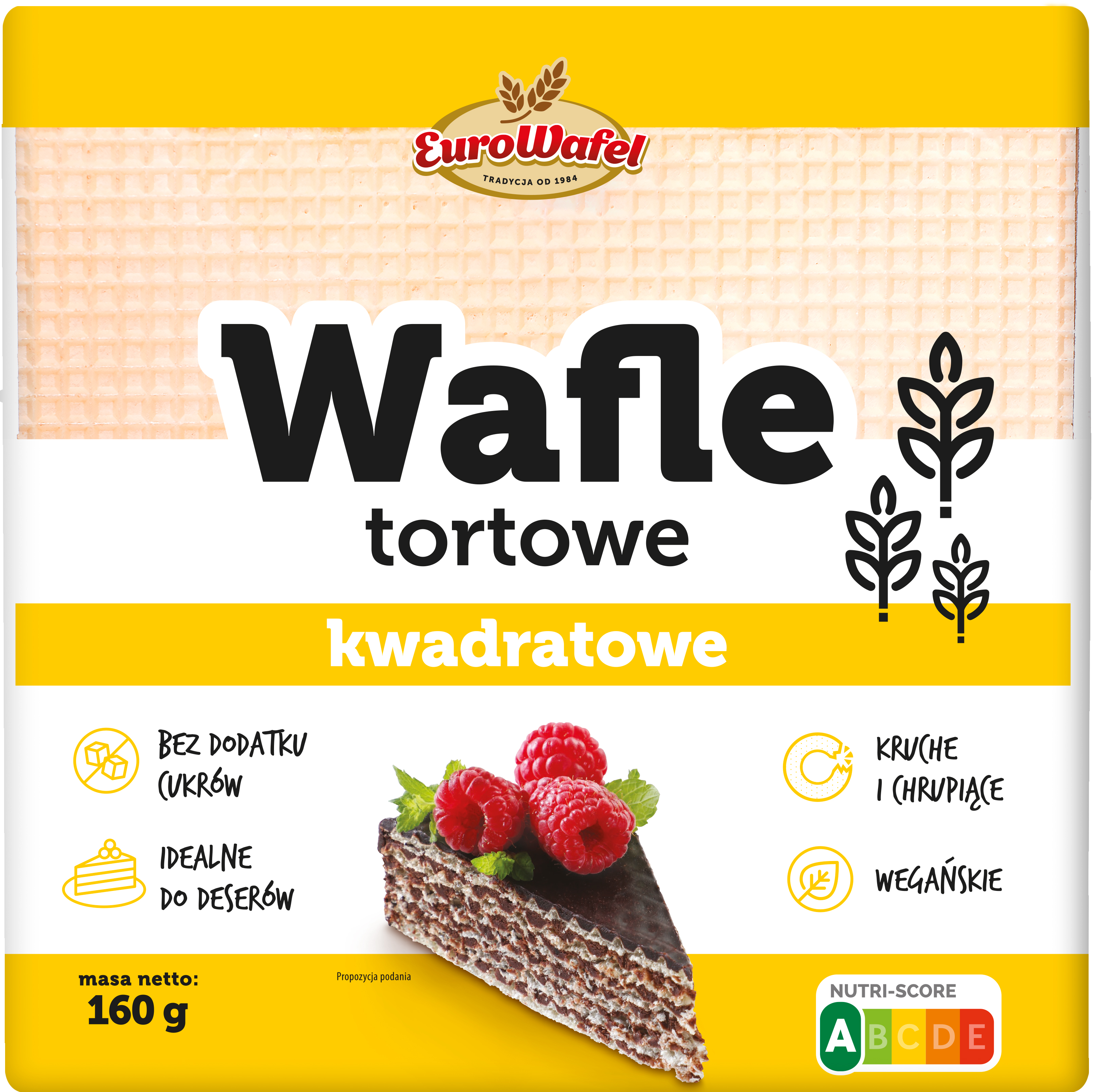 Eurowafel Wafle Tortowe Kwadratowe 160G