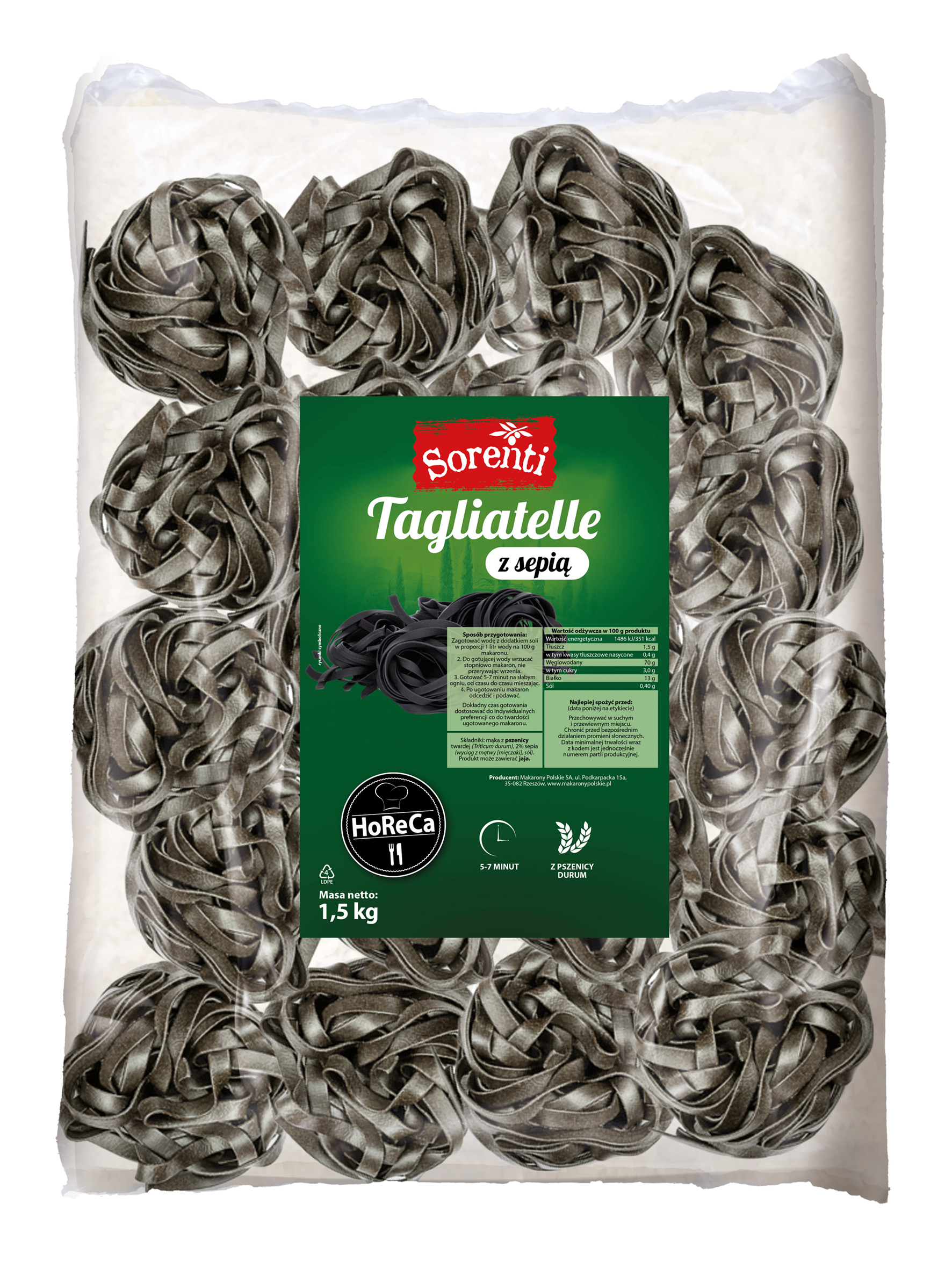 Makaron Sorenti Tagliatelle Z Sepią Durum 1500G