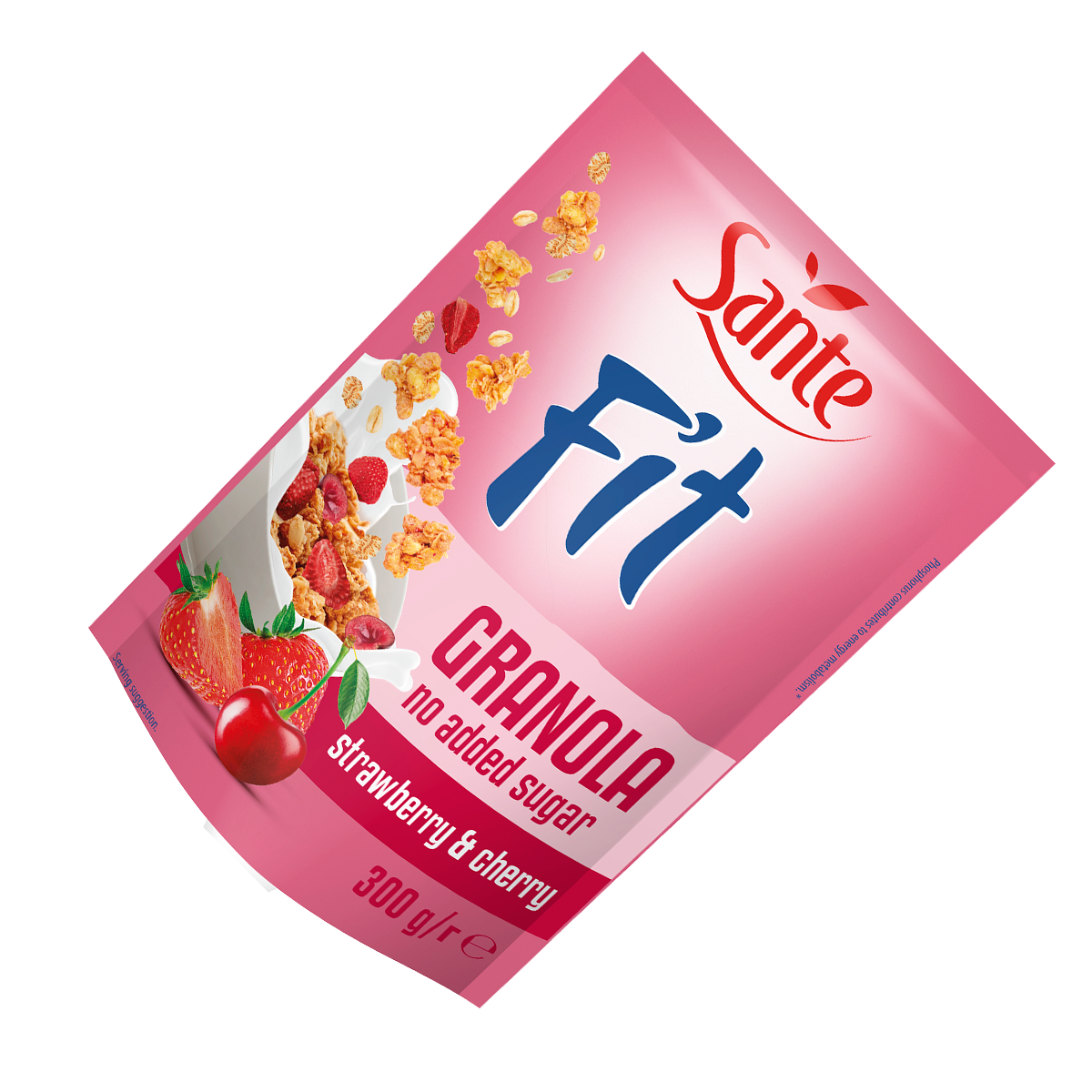 Fit Granola Truskawka Wiśnia Bez Dodatku Cukru 300G Sante
