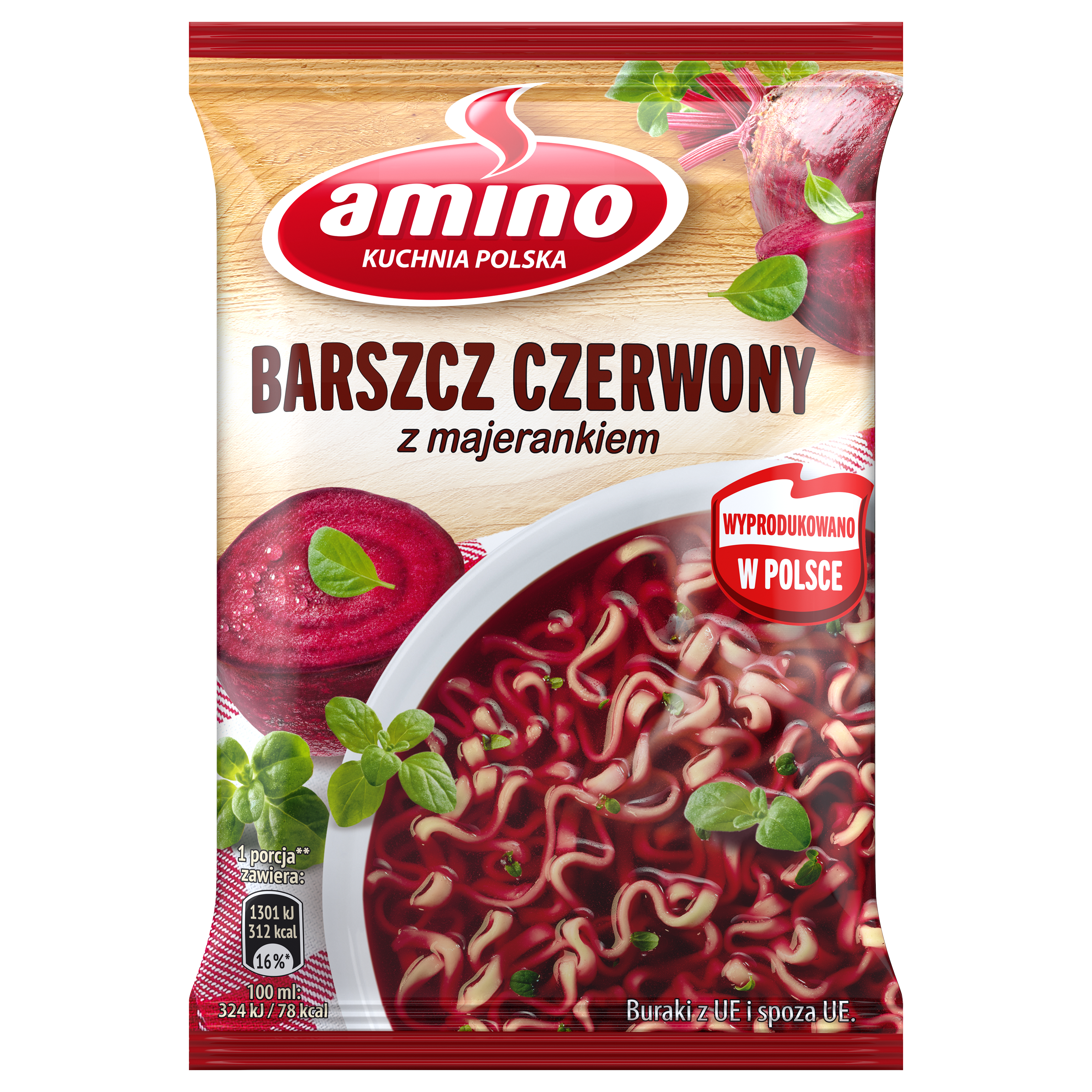 Amino Zupa Błyskawiczna Barszcz Czerwony Z Majerankiem 66 G