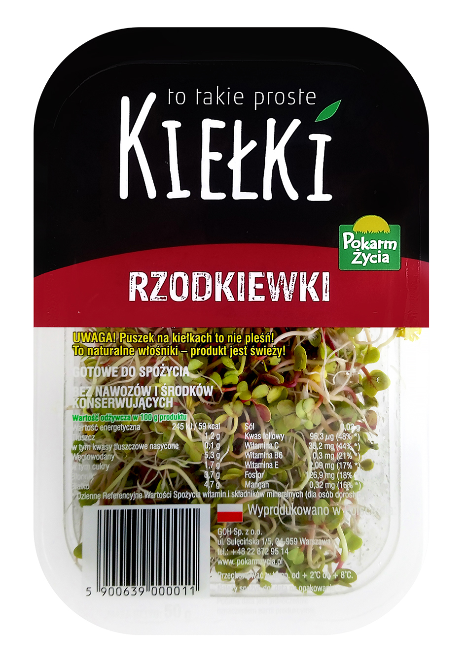 Kiełki Rzodkiewki Polska 50G Pokarm Życia