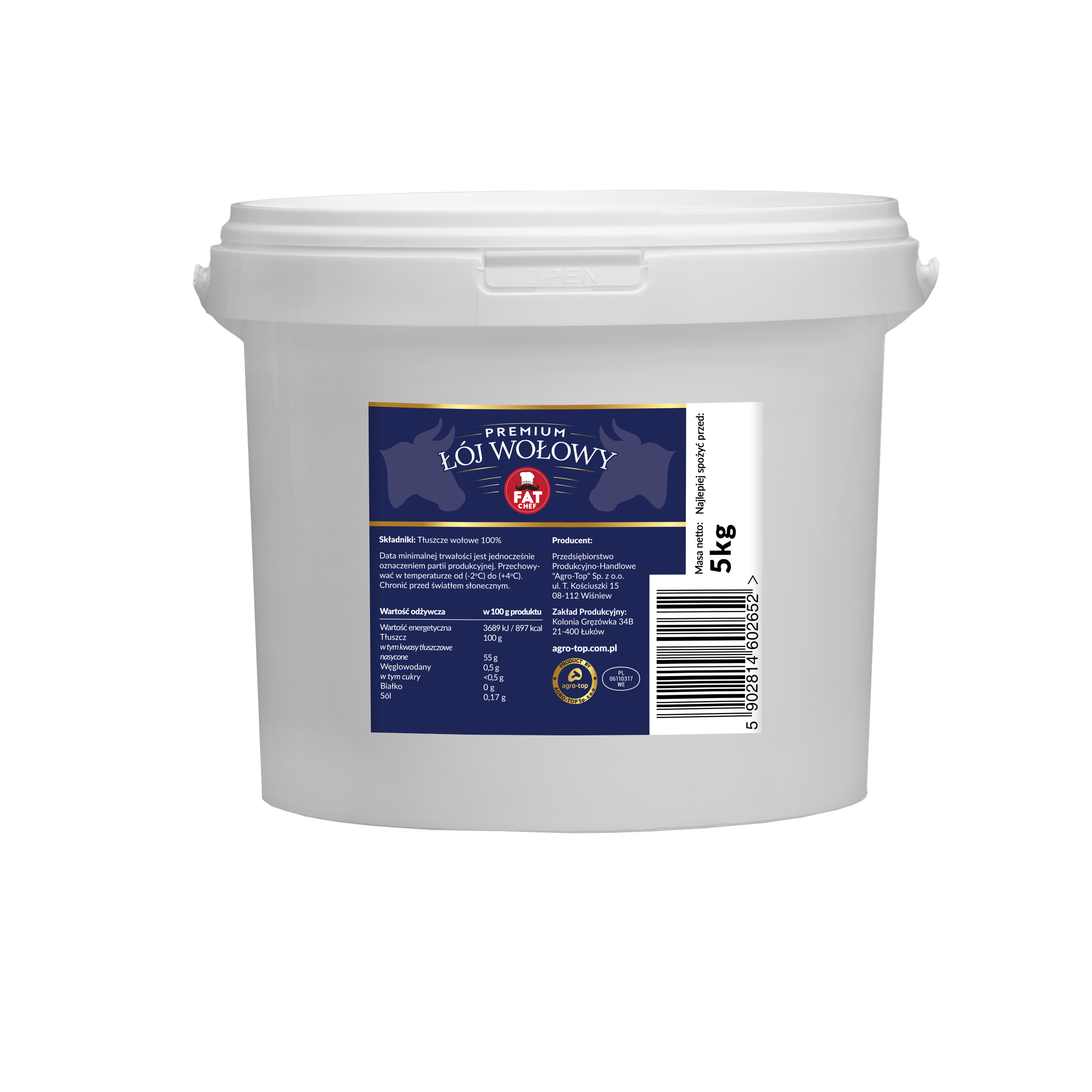 Premium Łój Wołowy 5 Kg Fat Chef
