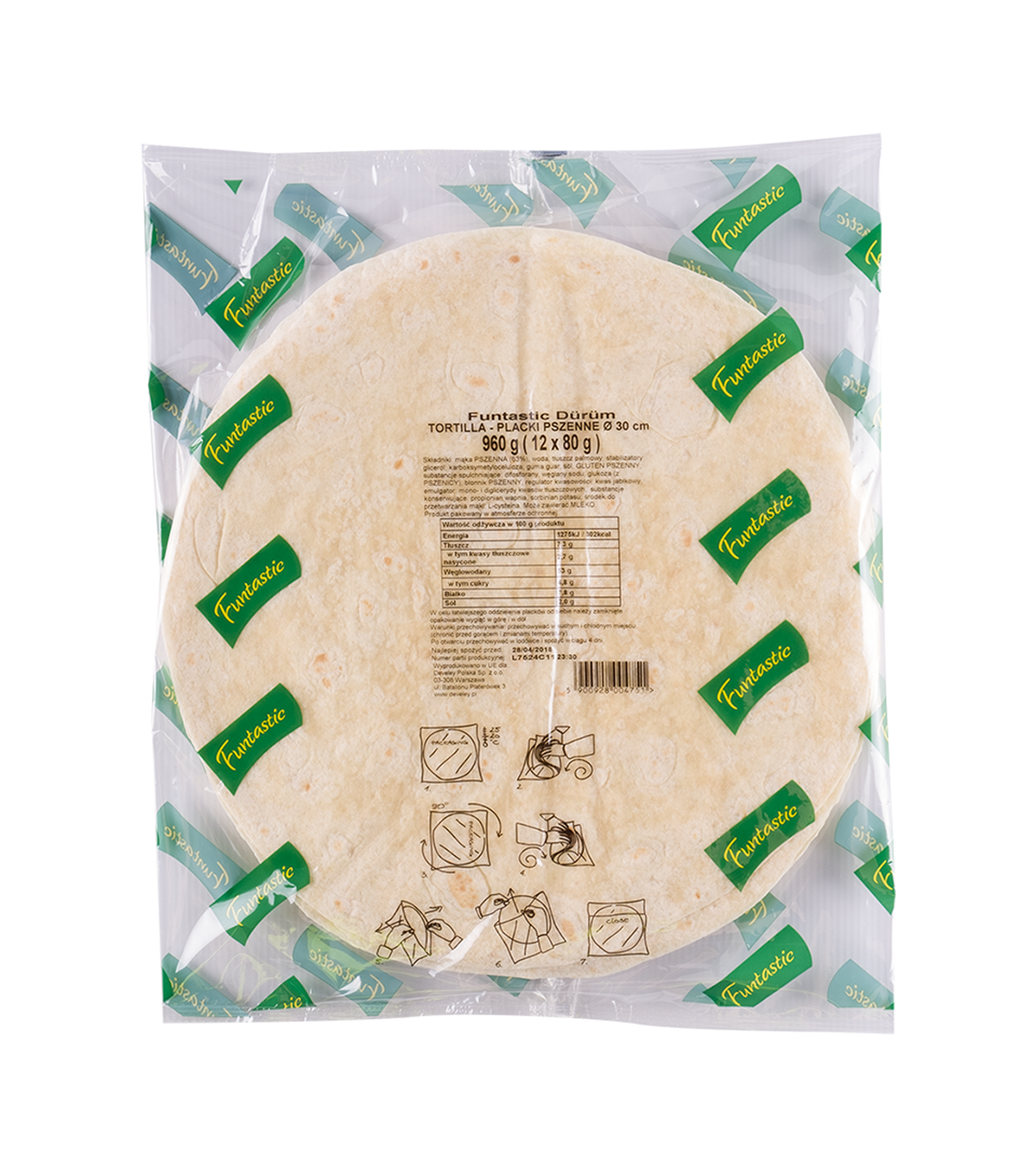 Tortilla Pszenna Funtastic Durum 12X30Cm (960G)