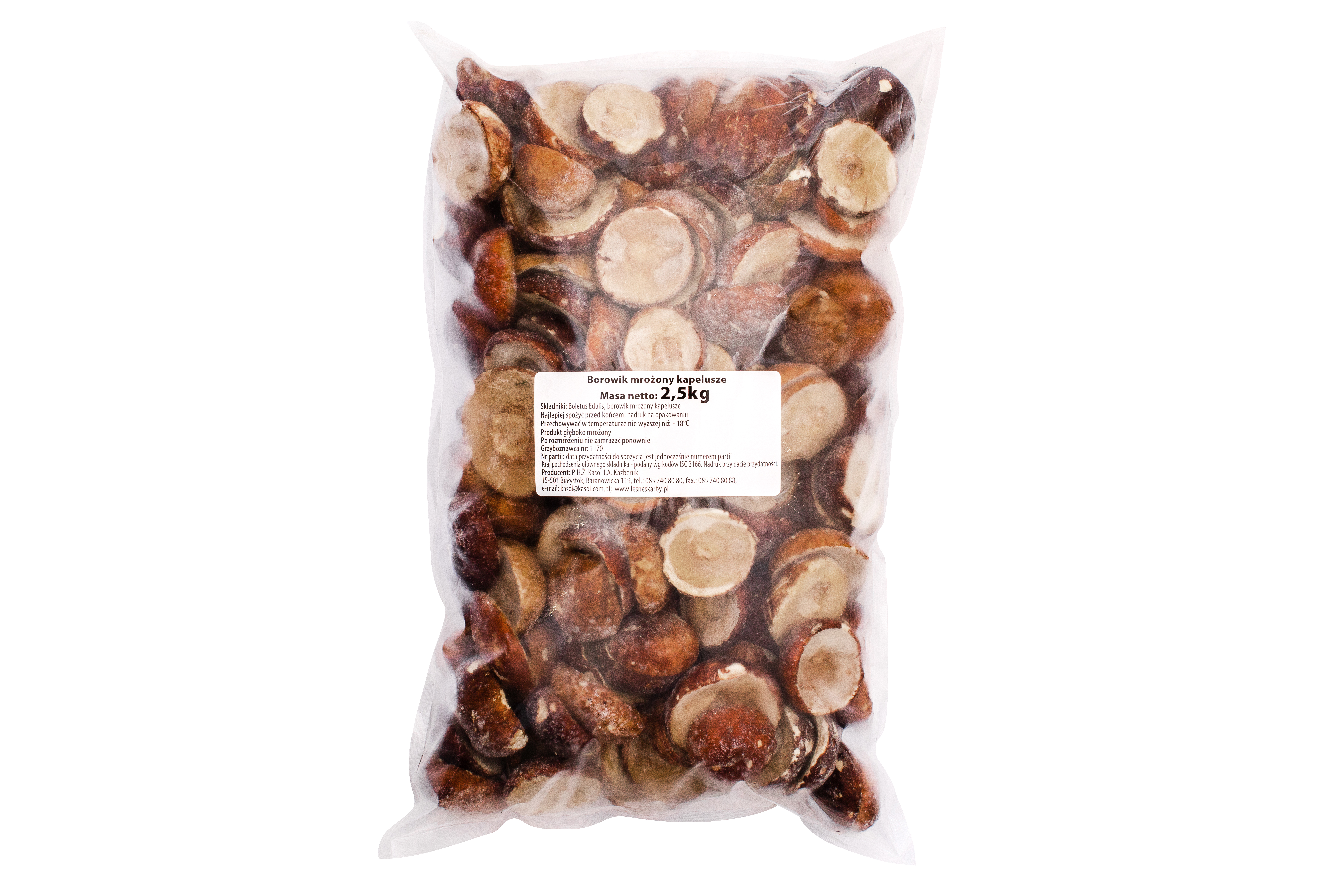 Kasol Borowiki Szlachetne Mrożone Kapelusze 2,5 Kg Leśne Skarby
