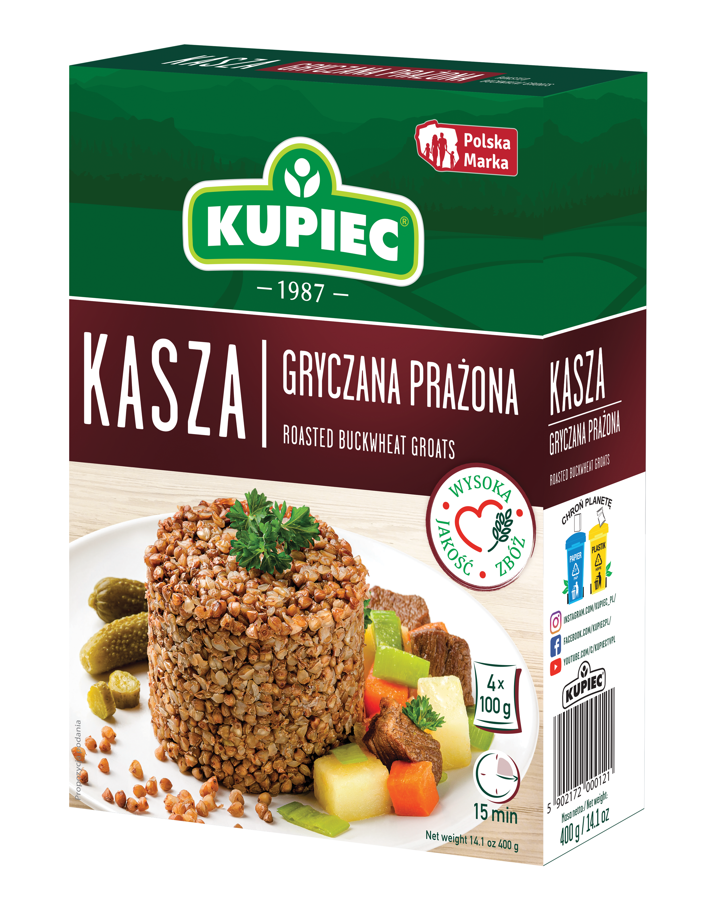 Kupiec Kasza Gryczana Prażona 4X100 G
