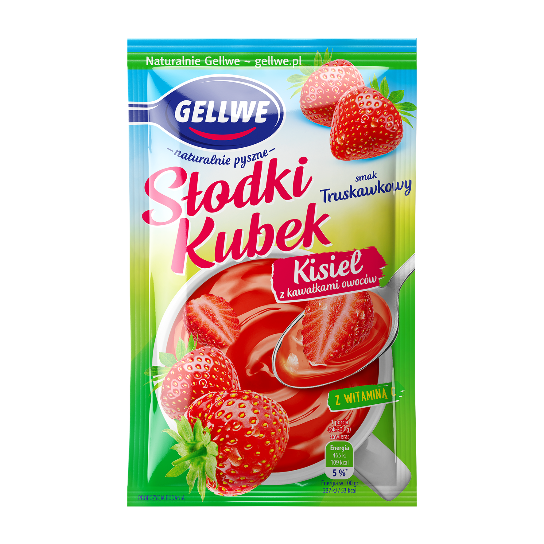 Gellwe Słodki Kubek Truskawka Z Owocami 28G