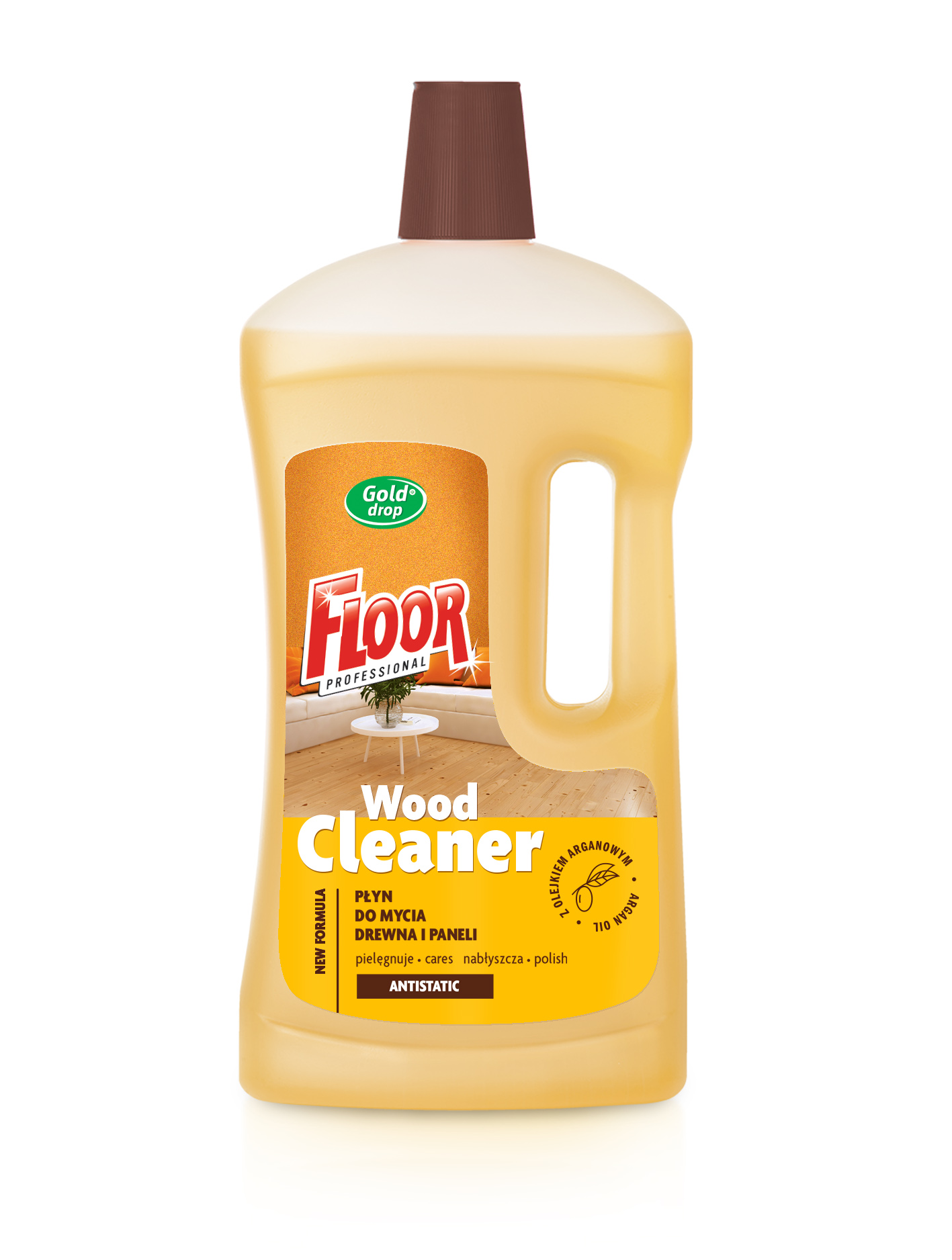 Floor Professional Wood Cleaner Antystatyczny Płyn Do Mycia Drewna I Paneli Z Olejkiem Arganowym 1L
