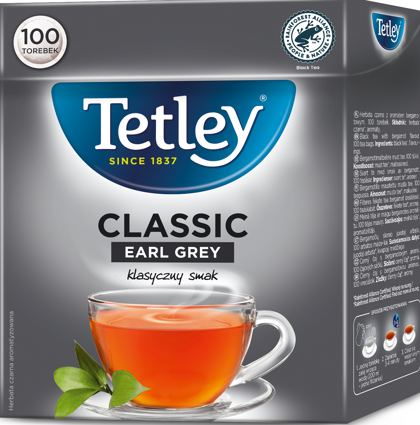 Herbata Tetley Classic Earl Grey 100 Torebek X 1,5G