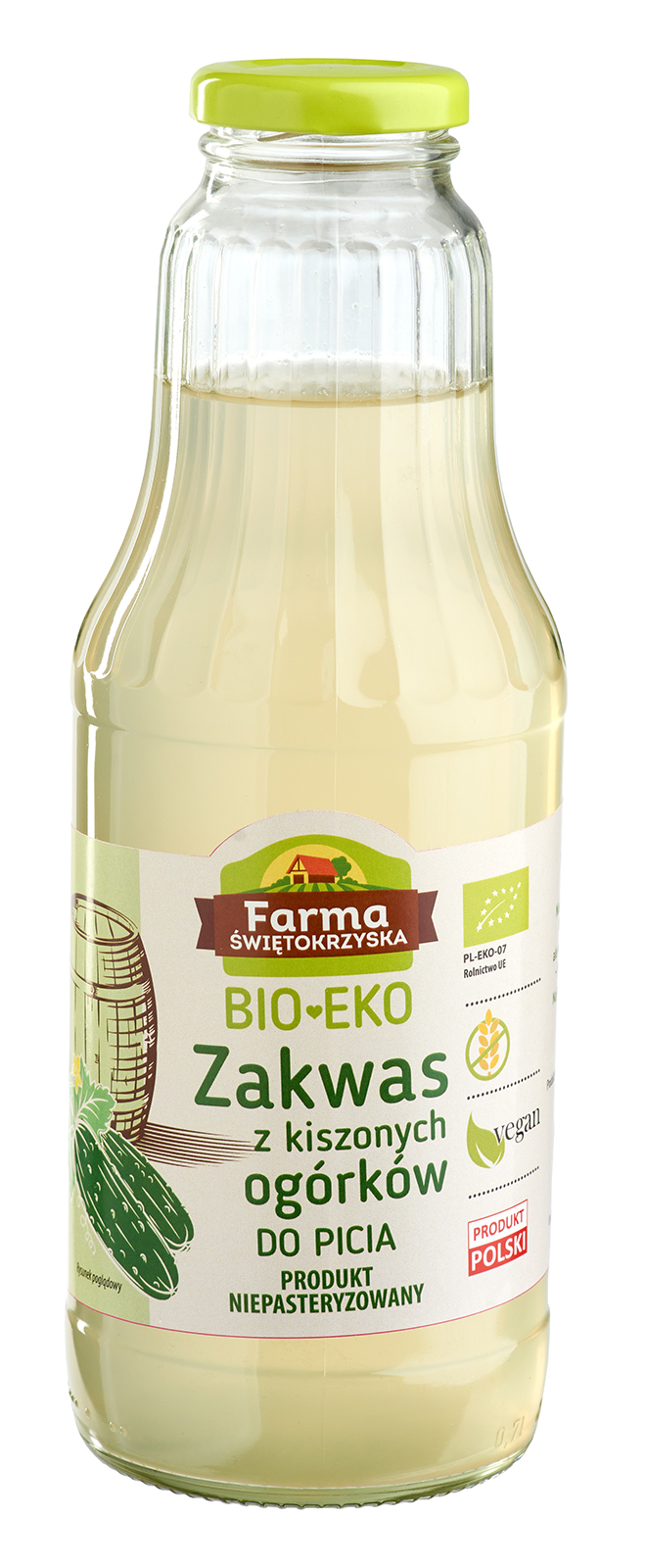 Bio-Eko Zakwas Z Kiszonych Ogórków Do Picia Polska 700Ml Farma Świętokrzyska
