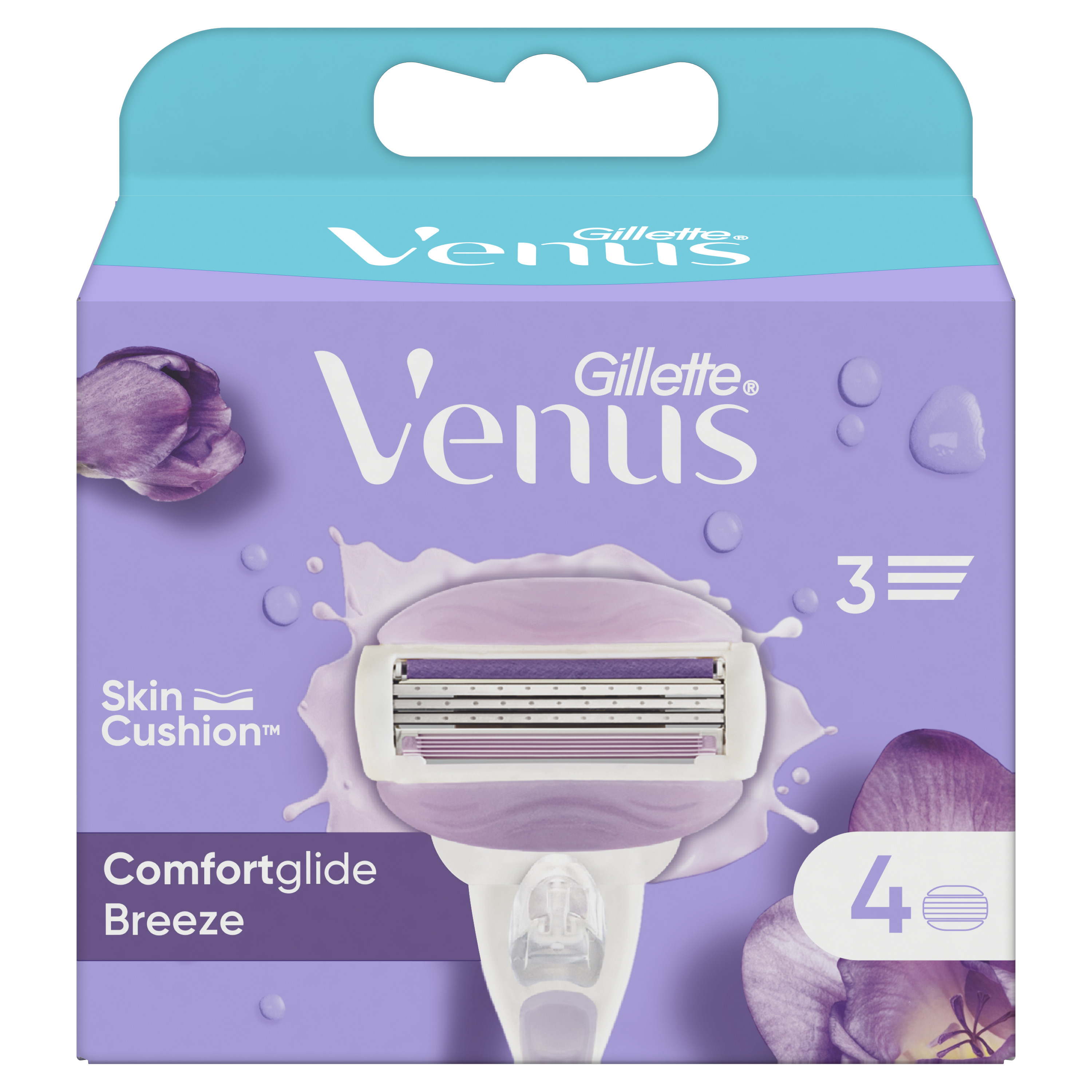 Gillette Venus Comfortglide Breeze Ostrza Wymienne Do Maszynki Do Golenia Dla Kobiet 4 Sztuk, Z Elastycznymi Paskami Nawilżającymi