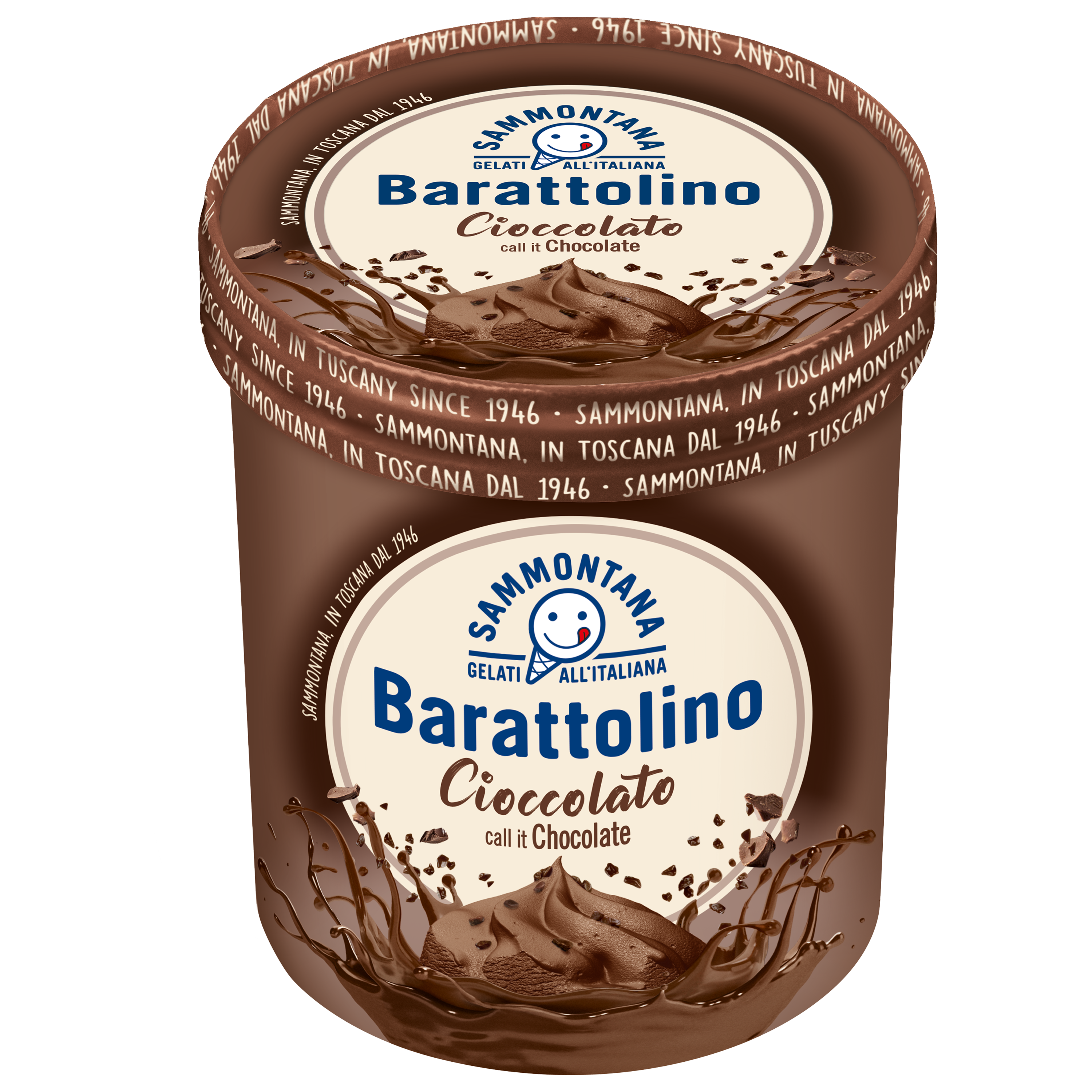 Sammontana Barattolino Cioccolato Lody Czekoladowe W Polewie Kakaowej Z Płatkami Czekoladowymi 500G/800 Ml