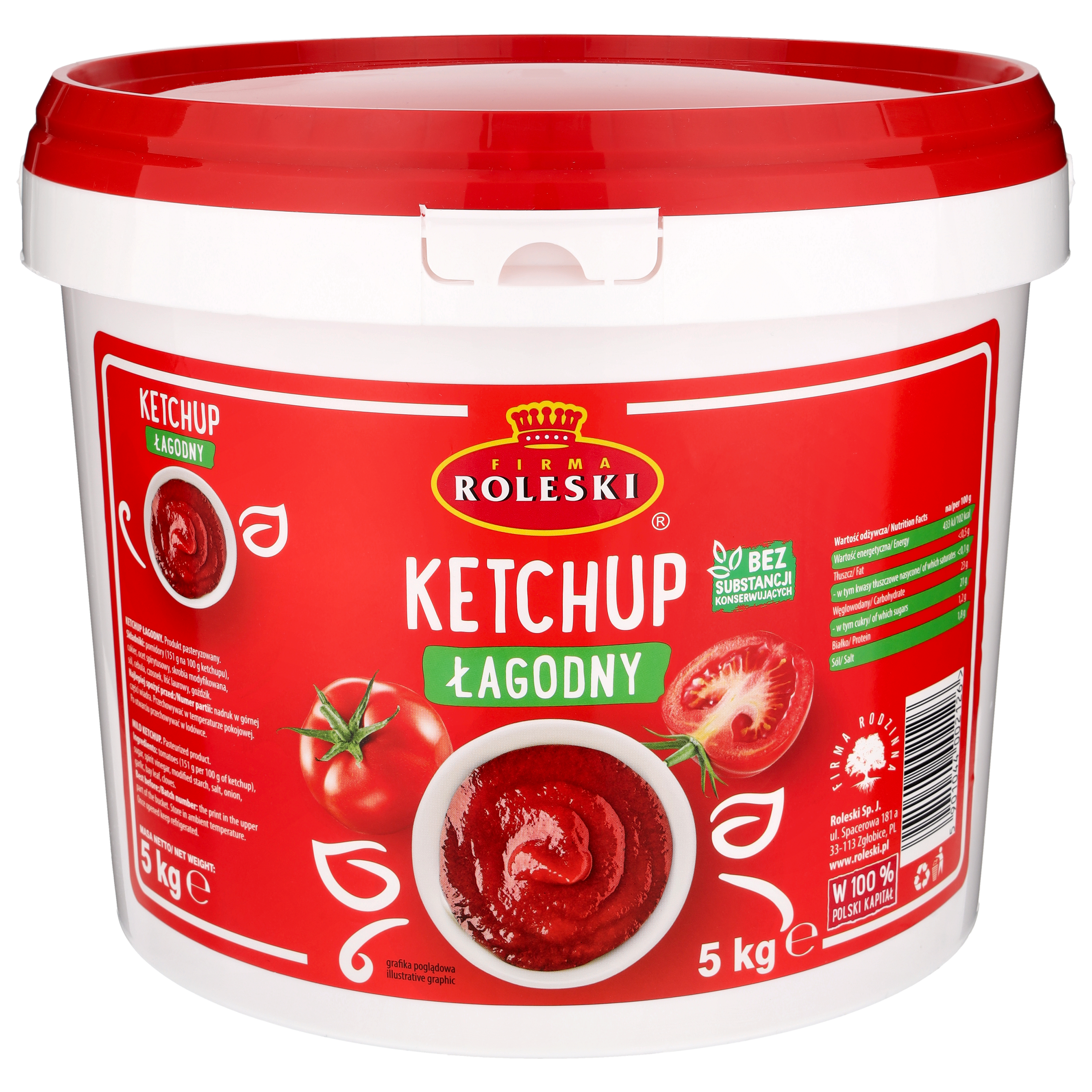 Roleski Ketchup Łagodny 5 Kg