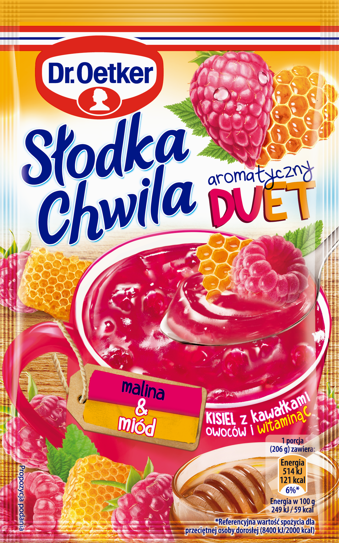 Dr.Oetker Słodka Chwila Aromatyczny Duet Kisiel Z Owocami Smak Malina/Miód 31,5 G