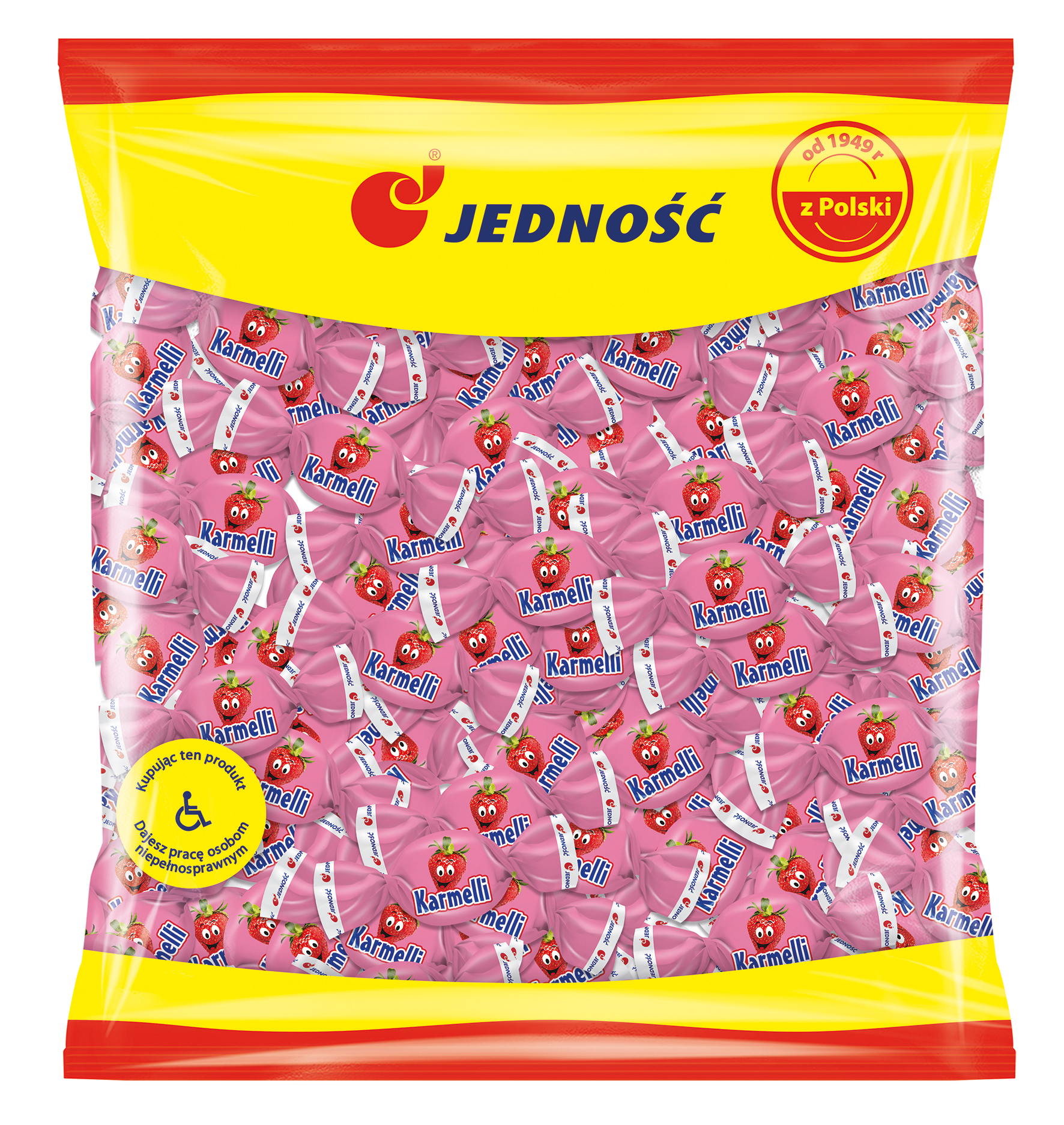 Jedność Karmelki Nadziewane O Smaku Truskawkowo-Śmietankowym 1Kg
