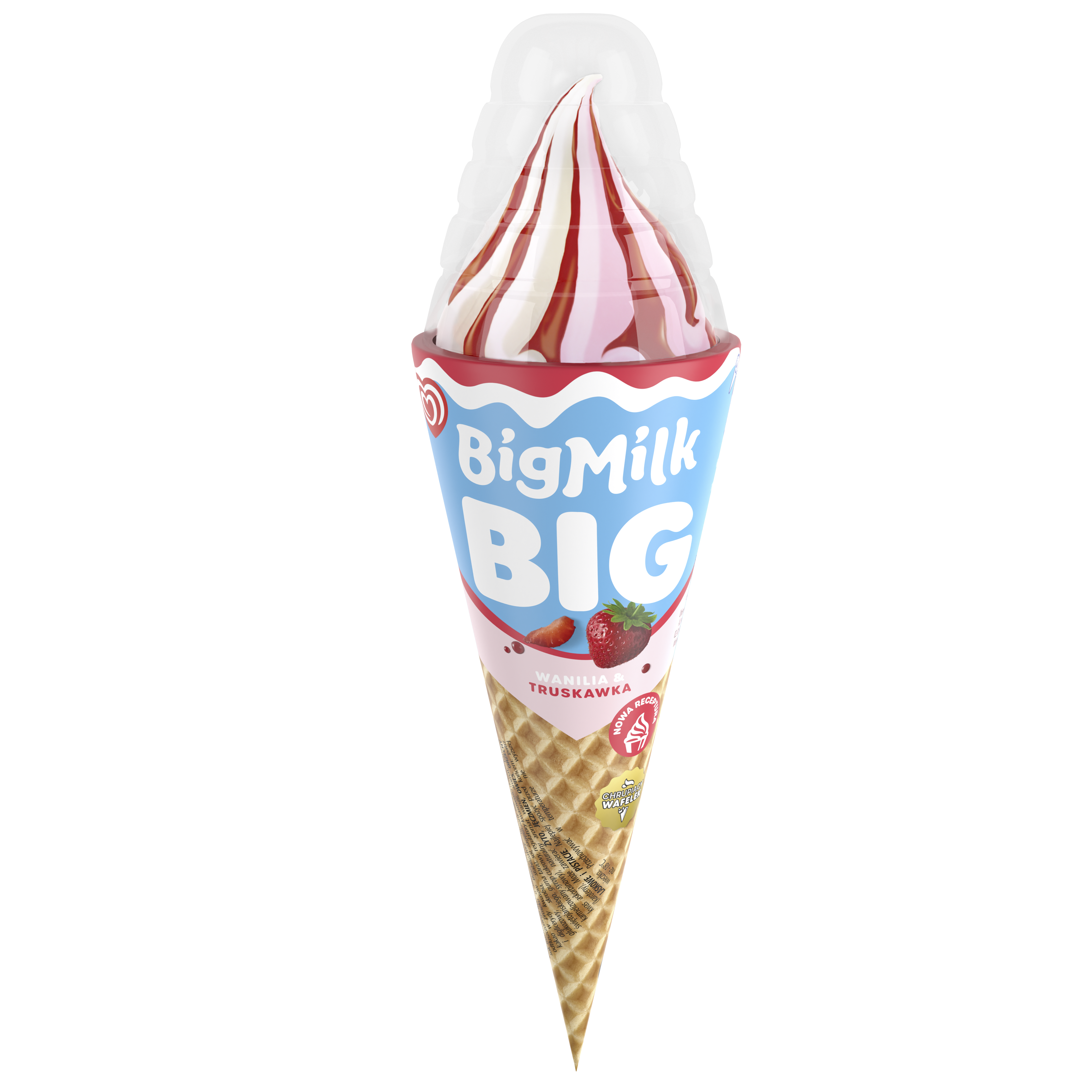 Lody Big Milk Big Rożek Wanilia & Truskawka 140 Ml
