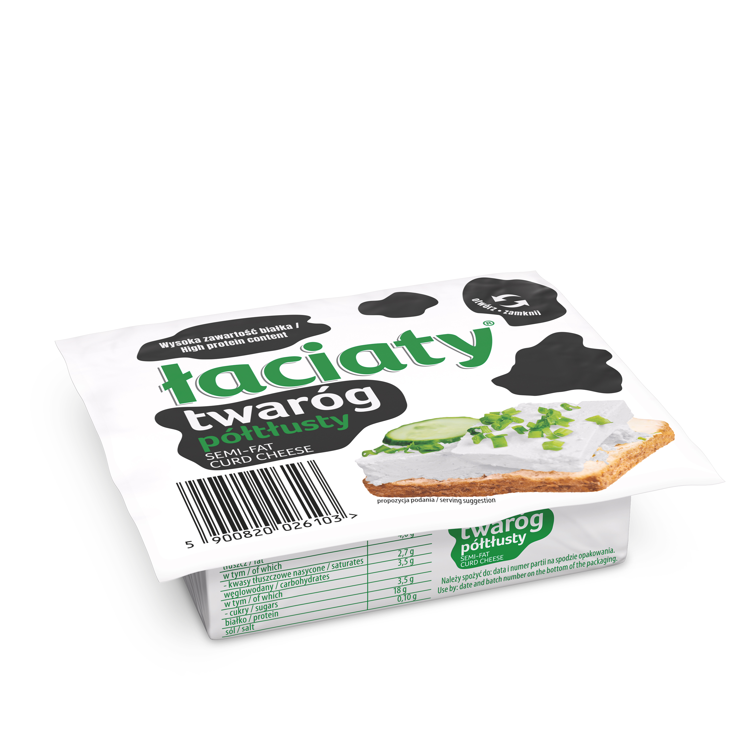 Twaróg Łaciaty Półtłusty Kostka 250G