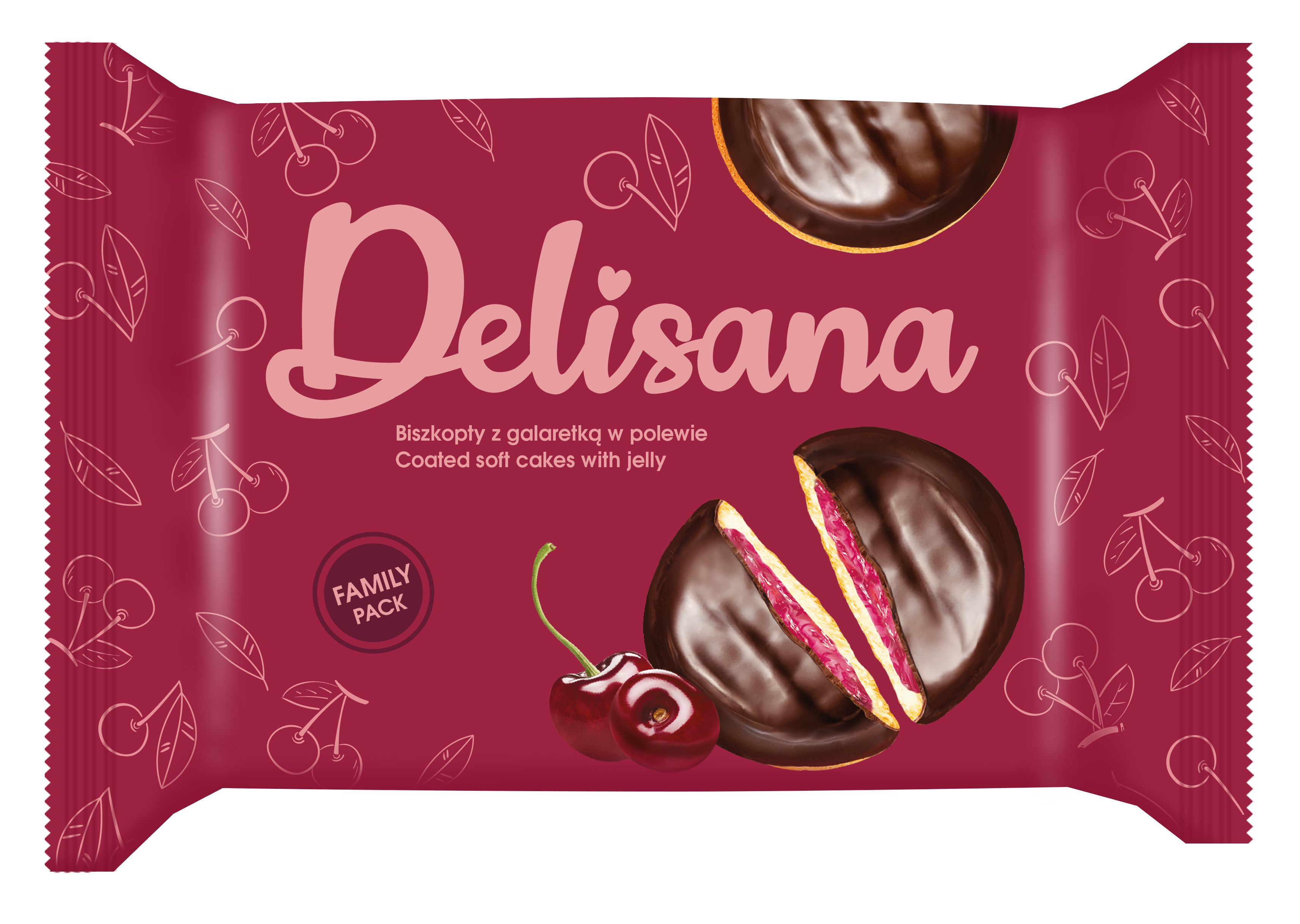 Delisana Biszkopty Z Galaretką O Smaku Wiśniowym W Polewie Kakaowej 300G