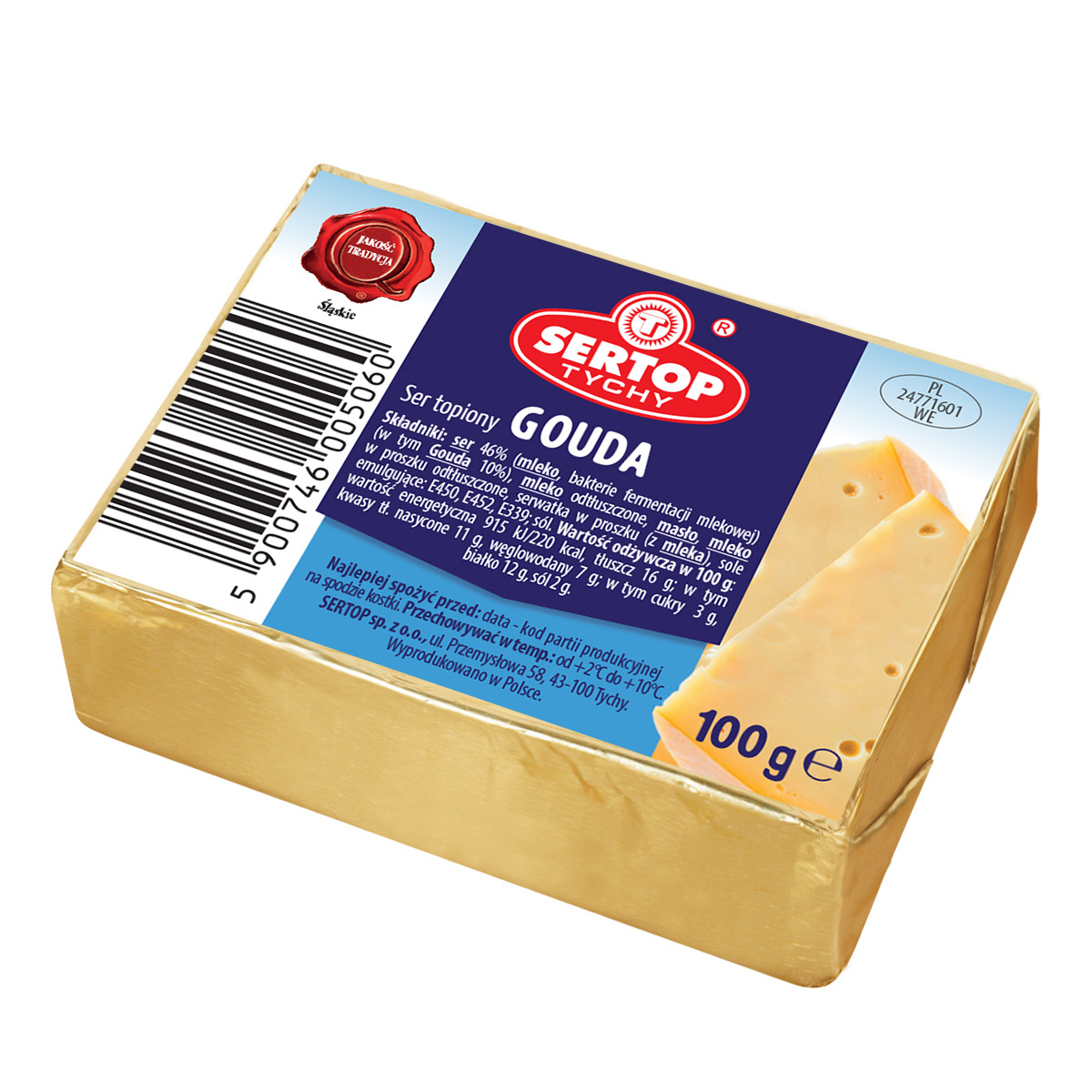 Ser Topiony Gouda Kostka Sertop 100 G