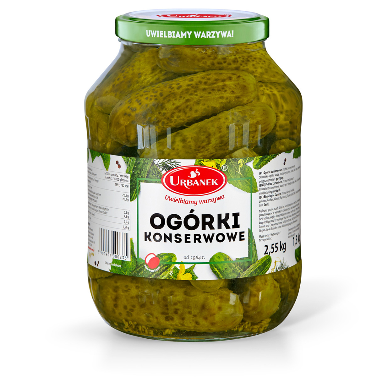 Ogórki Konserwowe 2,55Kg Urbanek