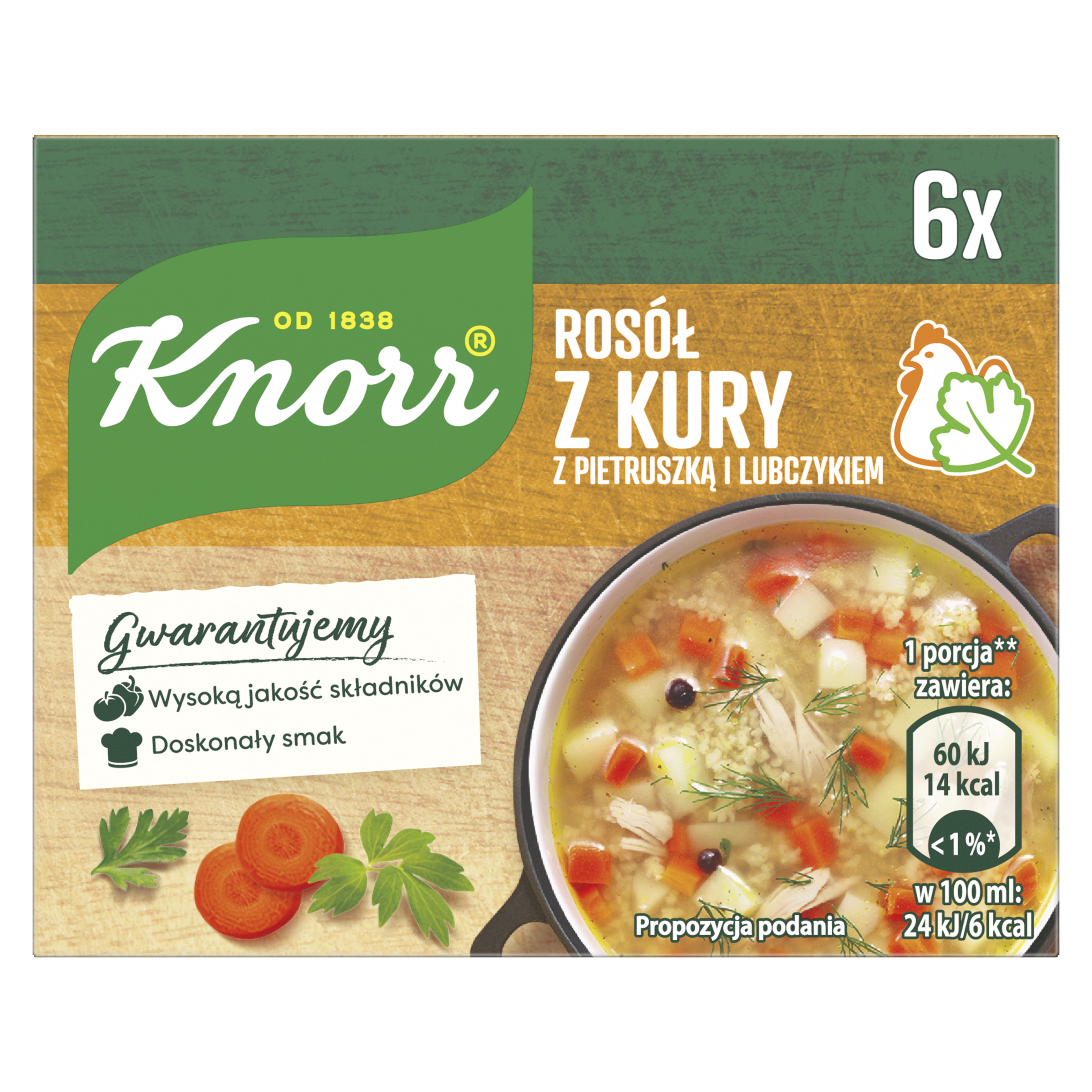 Knorr Rosół Z Kury Z Pietruszką I Lubczykiem 60 G (6 Kostek)