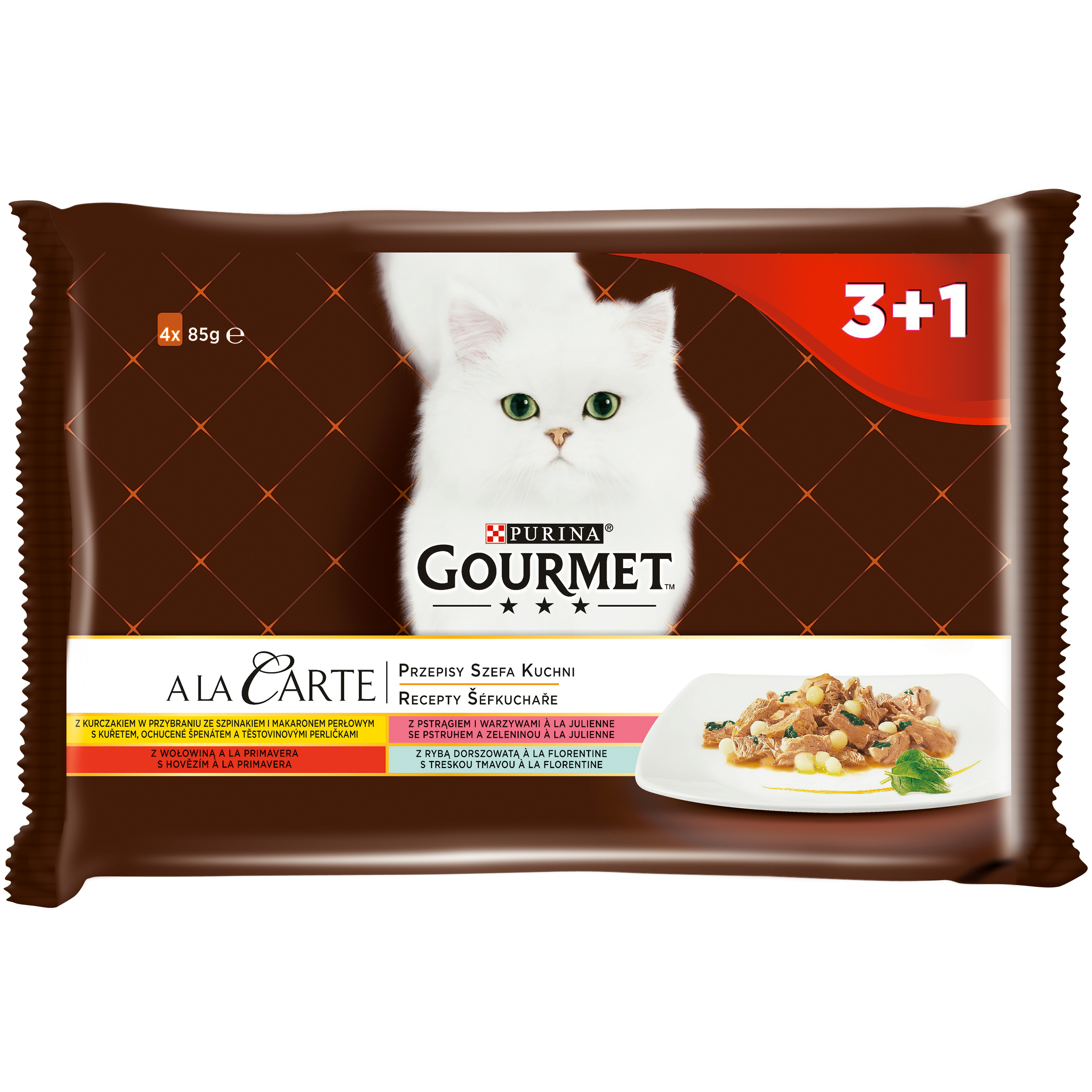 Karma Dla Kotów Gourmet Przepisy Szefa Kuchni A La Carte Mix - 4 Smaki (4X85G) 3+1