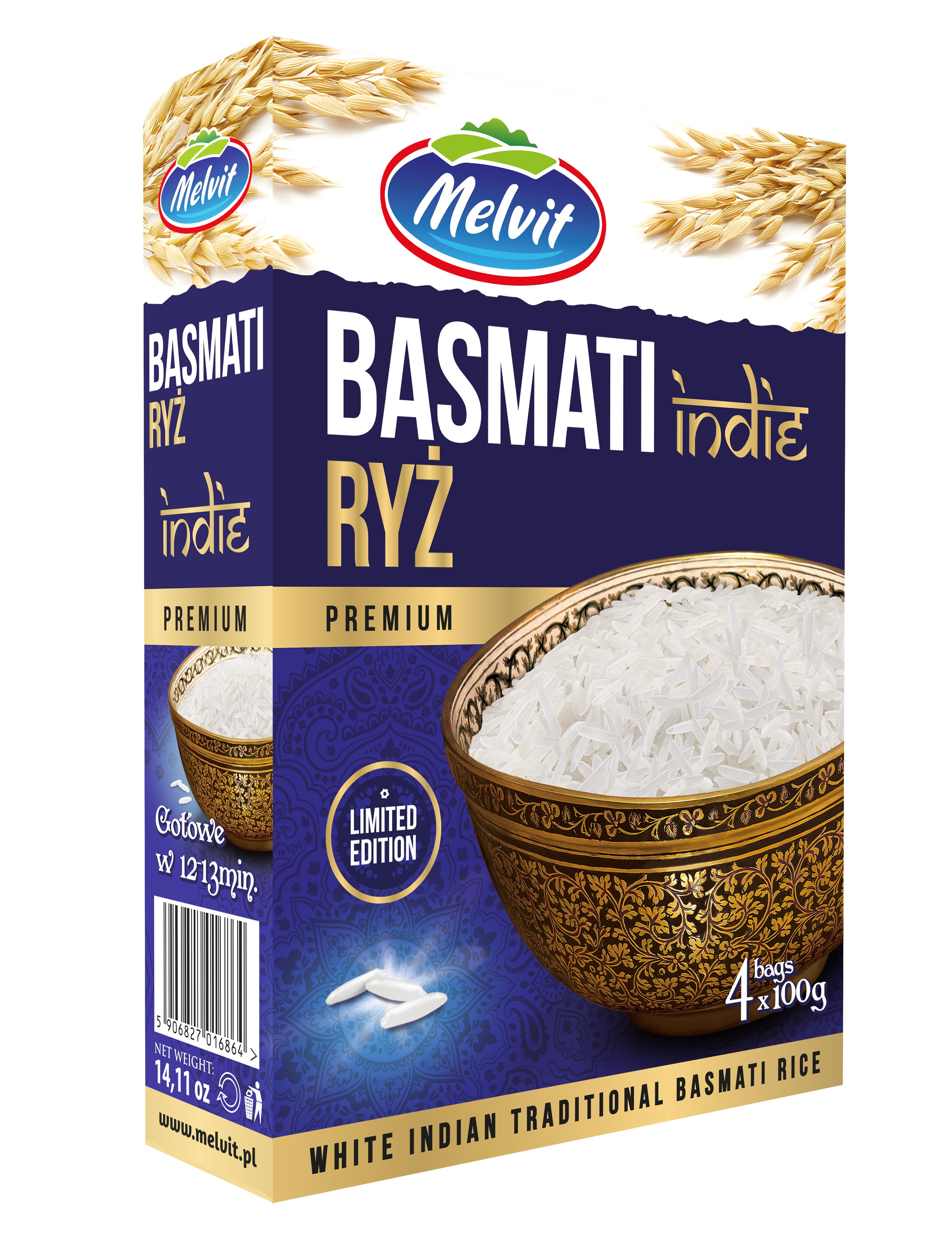 Melvit Ryż Basmati Indie 4X100G/6Szt