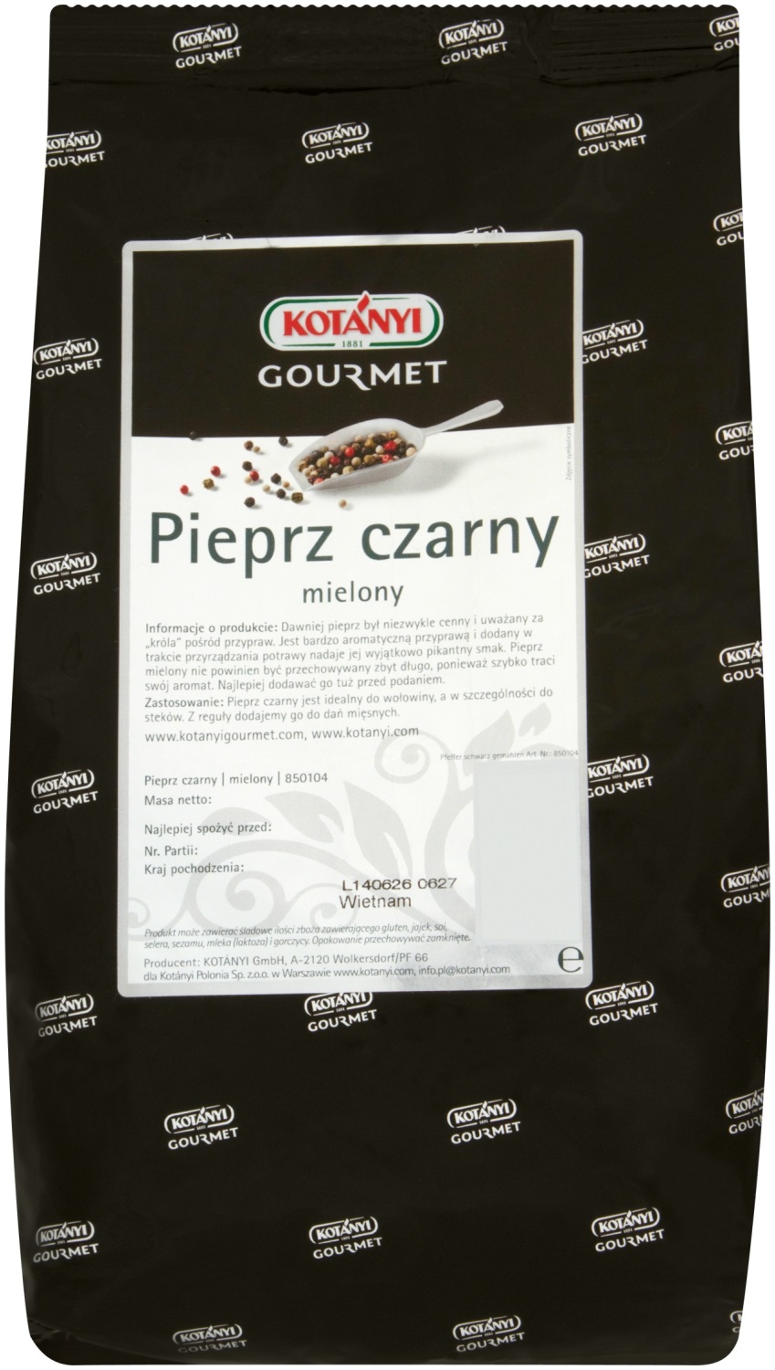 Kotanyi Pieprz Czarny Mielony 1000G