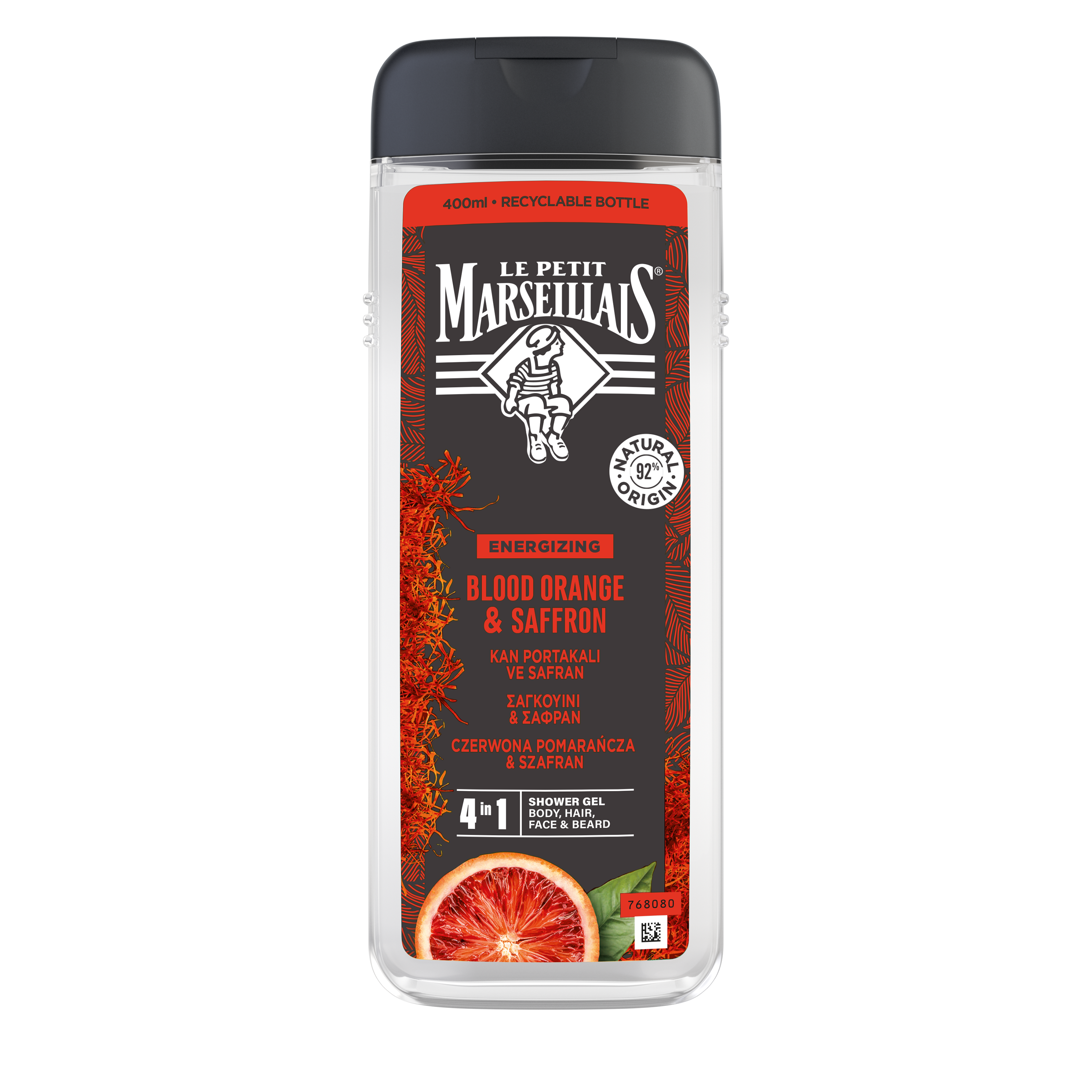 Le Petit Marseillas, Żel Pod Prysznic 3W1 Dla Mężczyzn - Czerwona Pomarańcza I Szafran 400 Ml