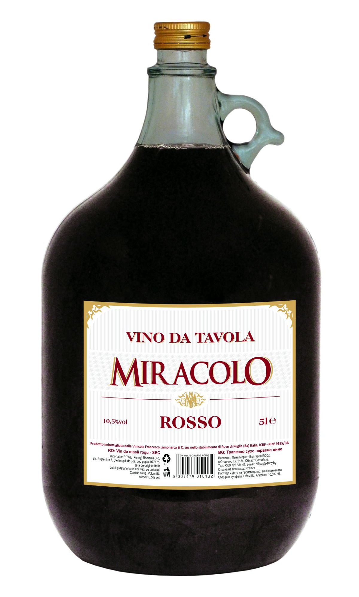 Miracolo Vino Da Tavola Red Wino Czerwone 5,00 L