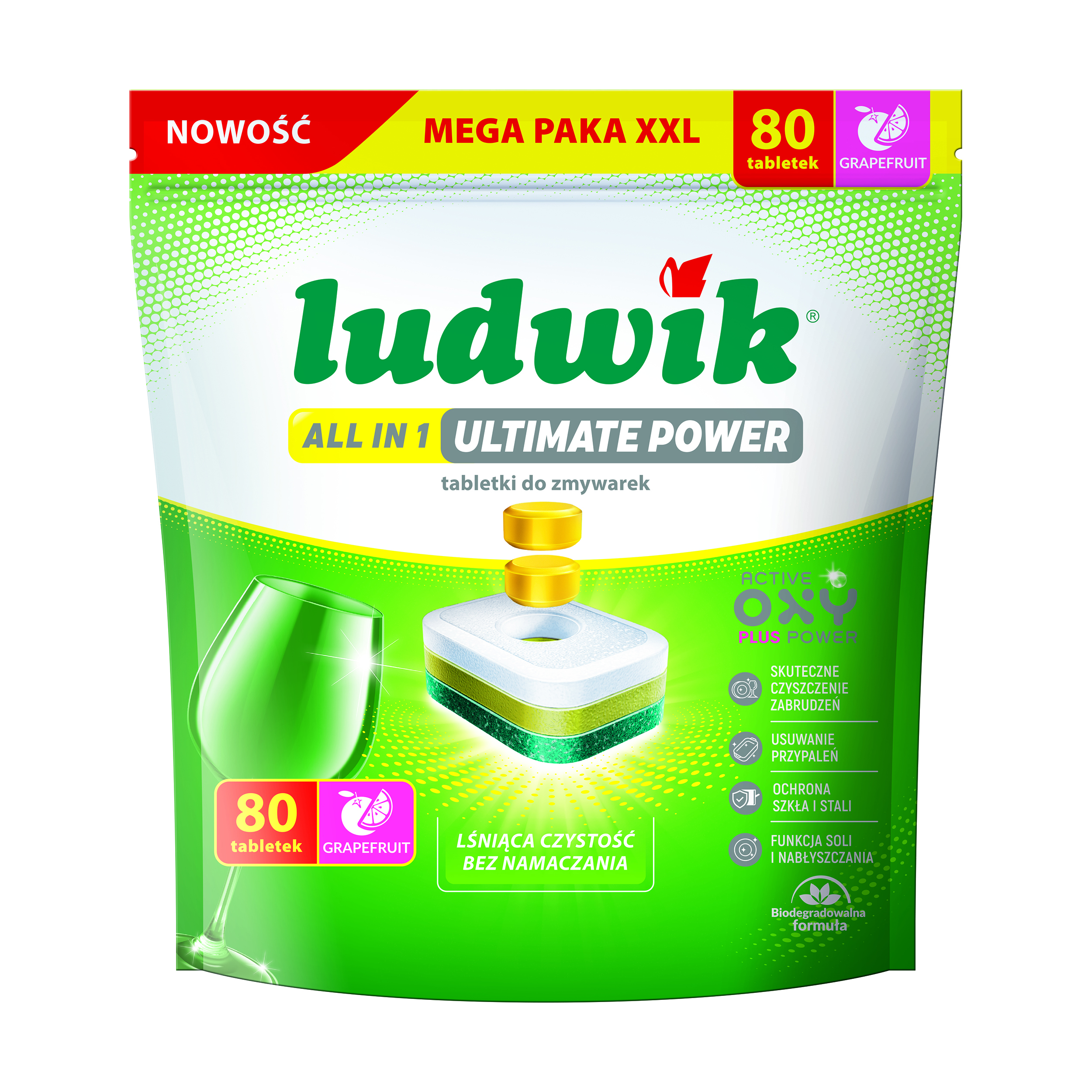 Ludwik Tabletki Do Zmywarek All In 1 Ultimate Power 80 Szt. Grapefruit