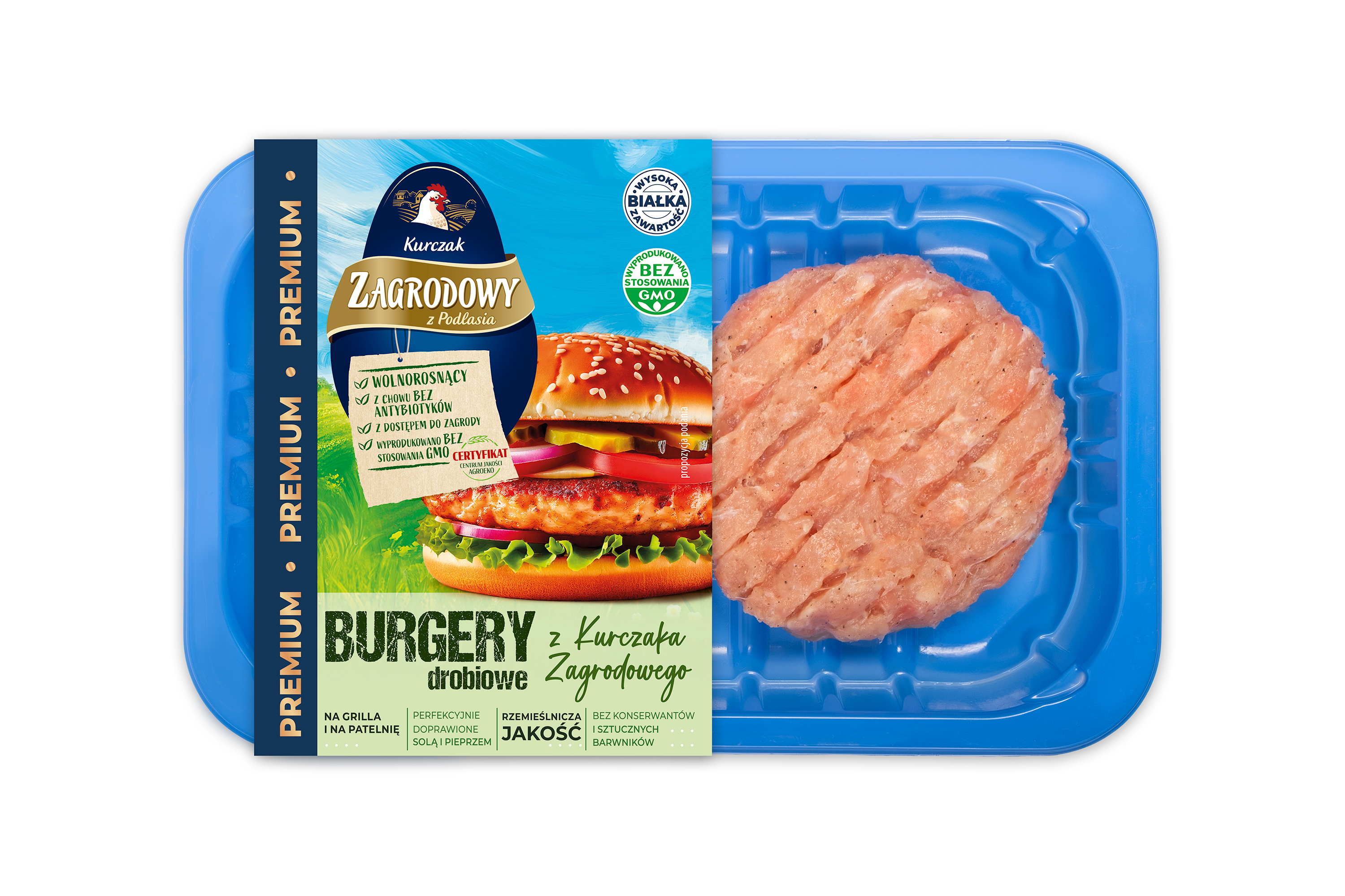 Burger Premium Z Kurczaka Zagrodowego, Świeży, Zagrodowy 260G