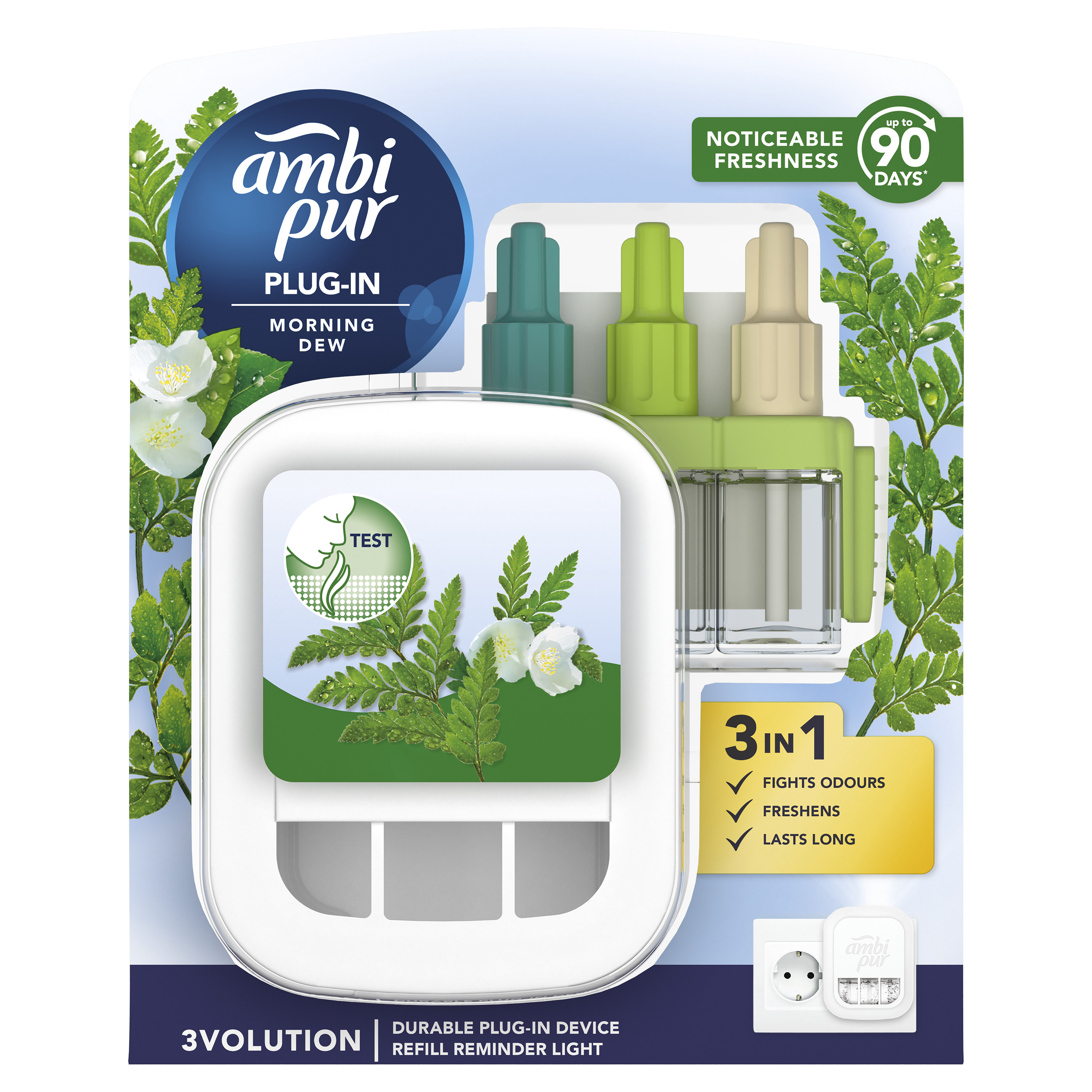 Ambi Pur 3Volution Elektryczny Odświeżacz Powietrza, Zestaw Startowy, Morning Dew 20 Ml