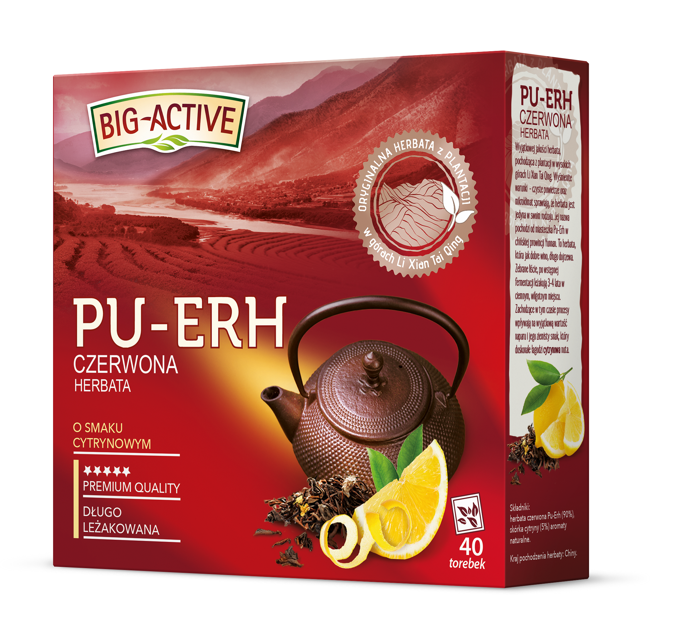 Big-Active - Pu-Erh - Herbata Czerwona O Smaku Cytrynowym (40Tb X1,8G)