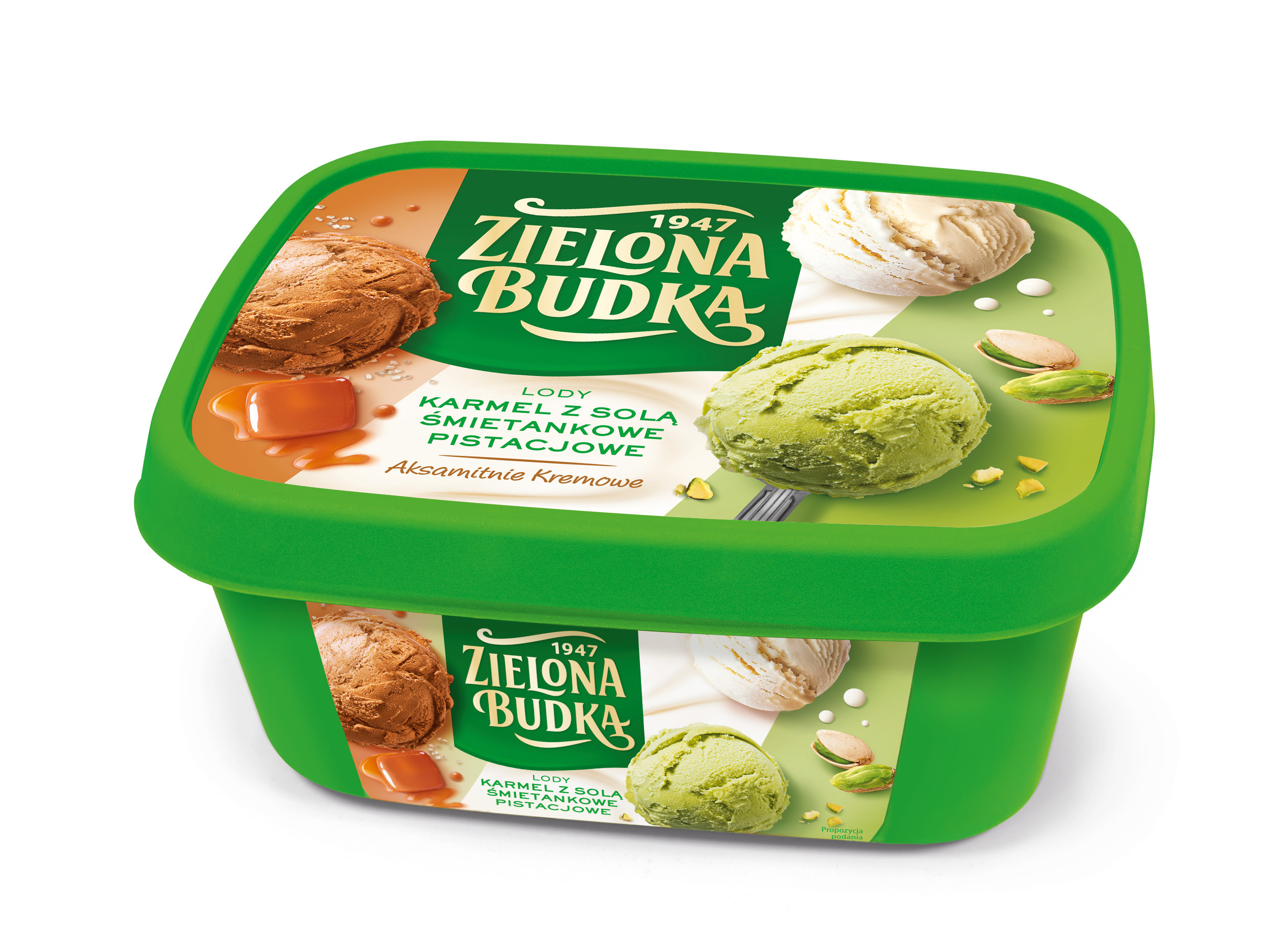 Zielona Budka Lody Karmel Z Solą, Śmietankowe I Pistacjowe 1000 Ml