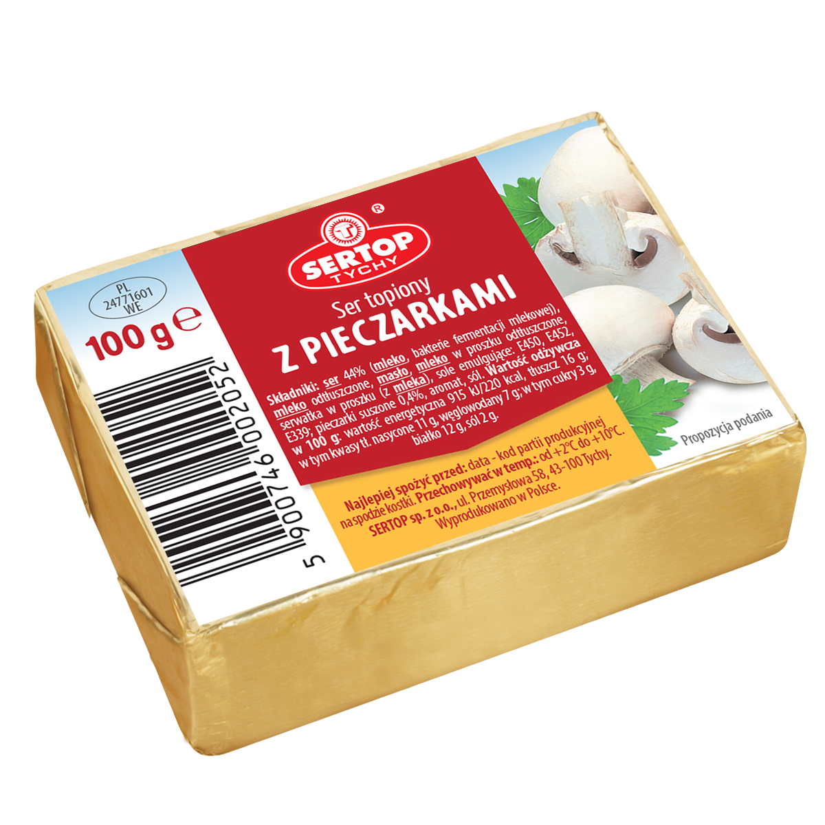 Ser Topiony Z Pieczarkami Kostka Sertop 100 G