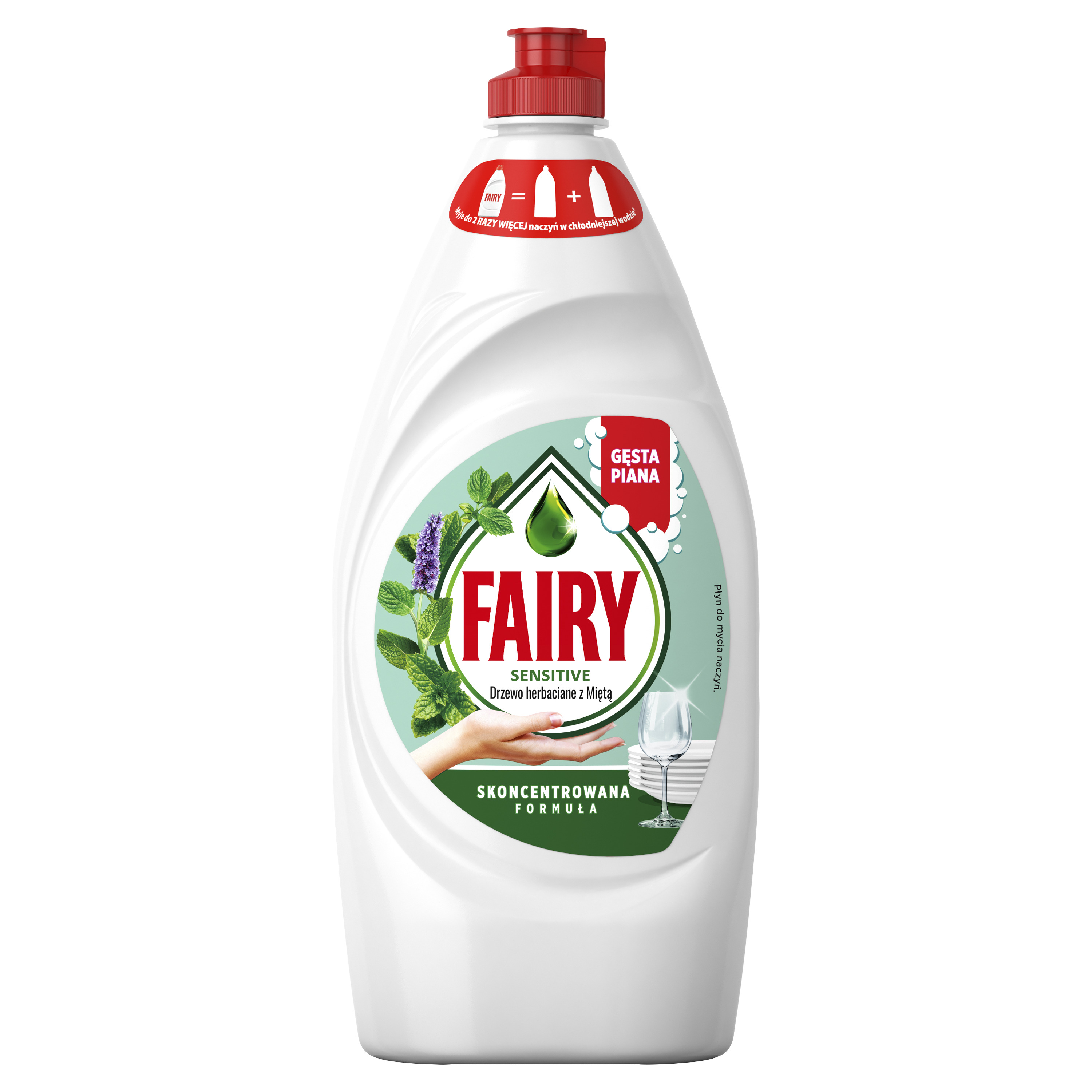 Fairy Skóra Wrażliwa Tea Tree & Mint Płyn Do Mycia Naczyń, Delikatny Dla Skóry 900 Ml