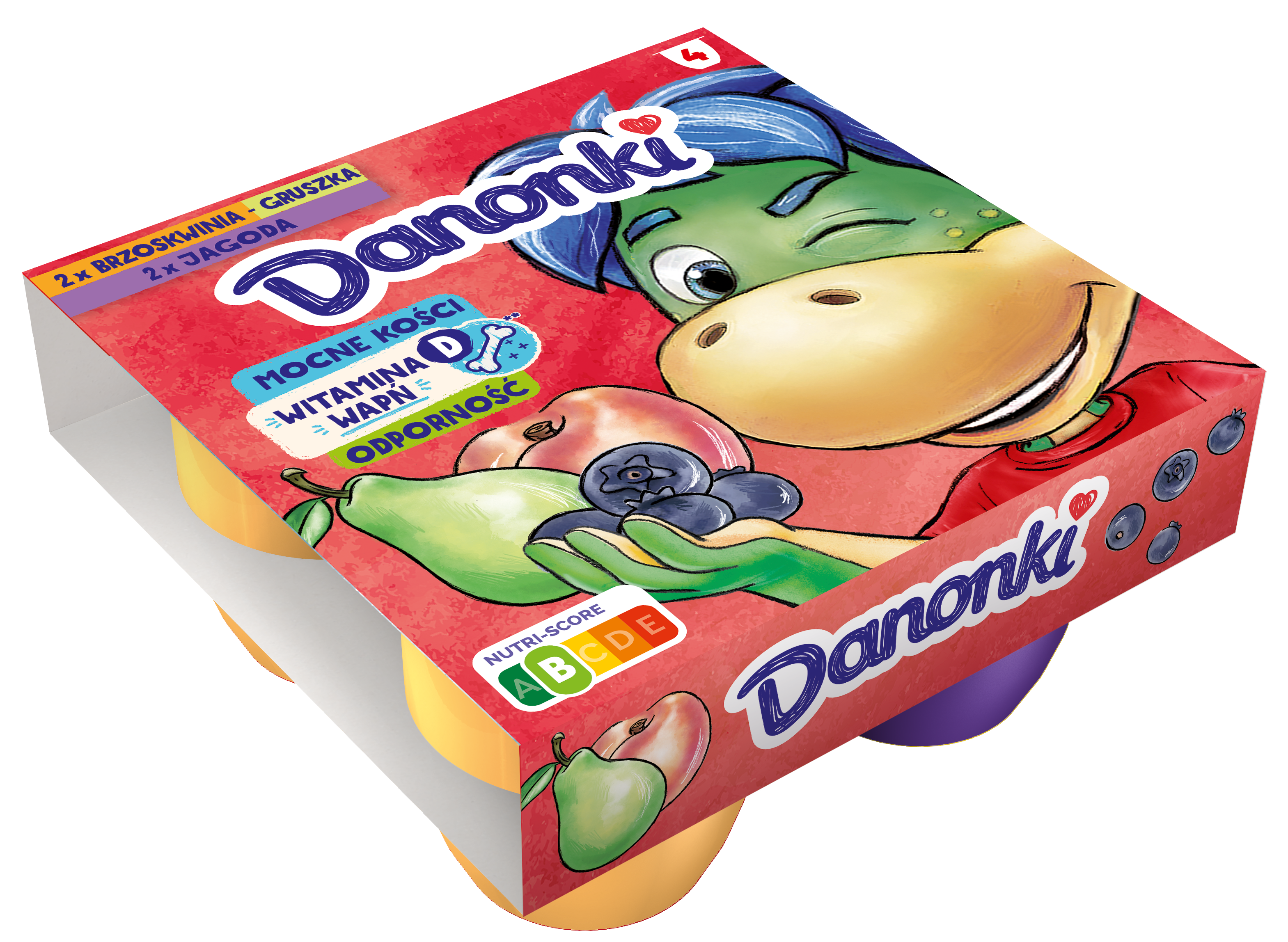 Danone Danonki Mega Brzoskwinia-Gruszka Jagoda 4X90G