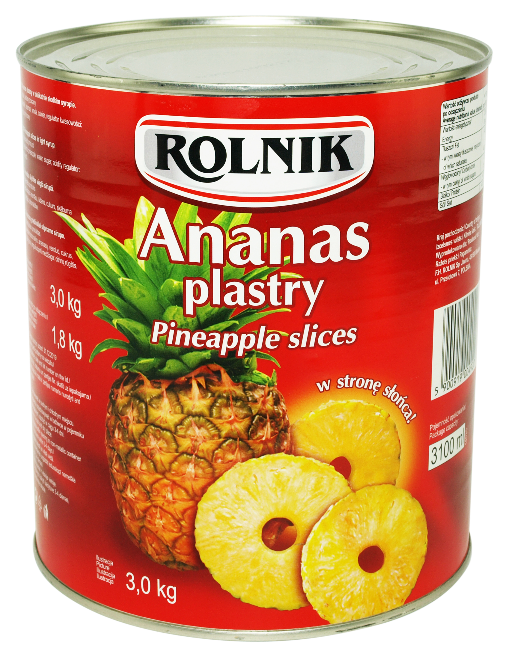 Ananas Plastry 3100 Ml Rolnik