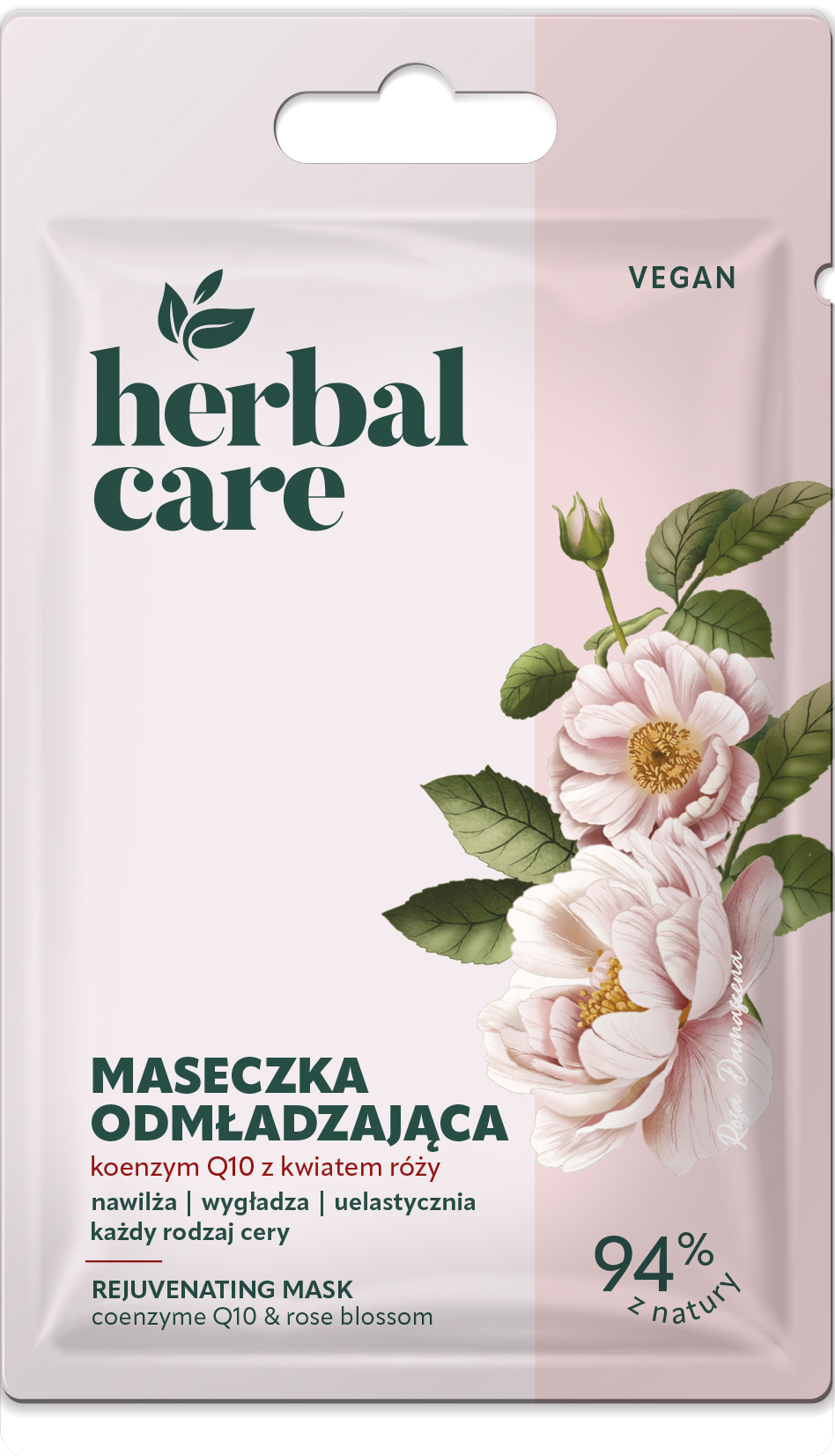 Herbal Care Odmładzająca Maseczka Koenzym Q10 Z Kwiatem Róży, 7 G