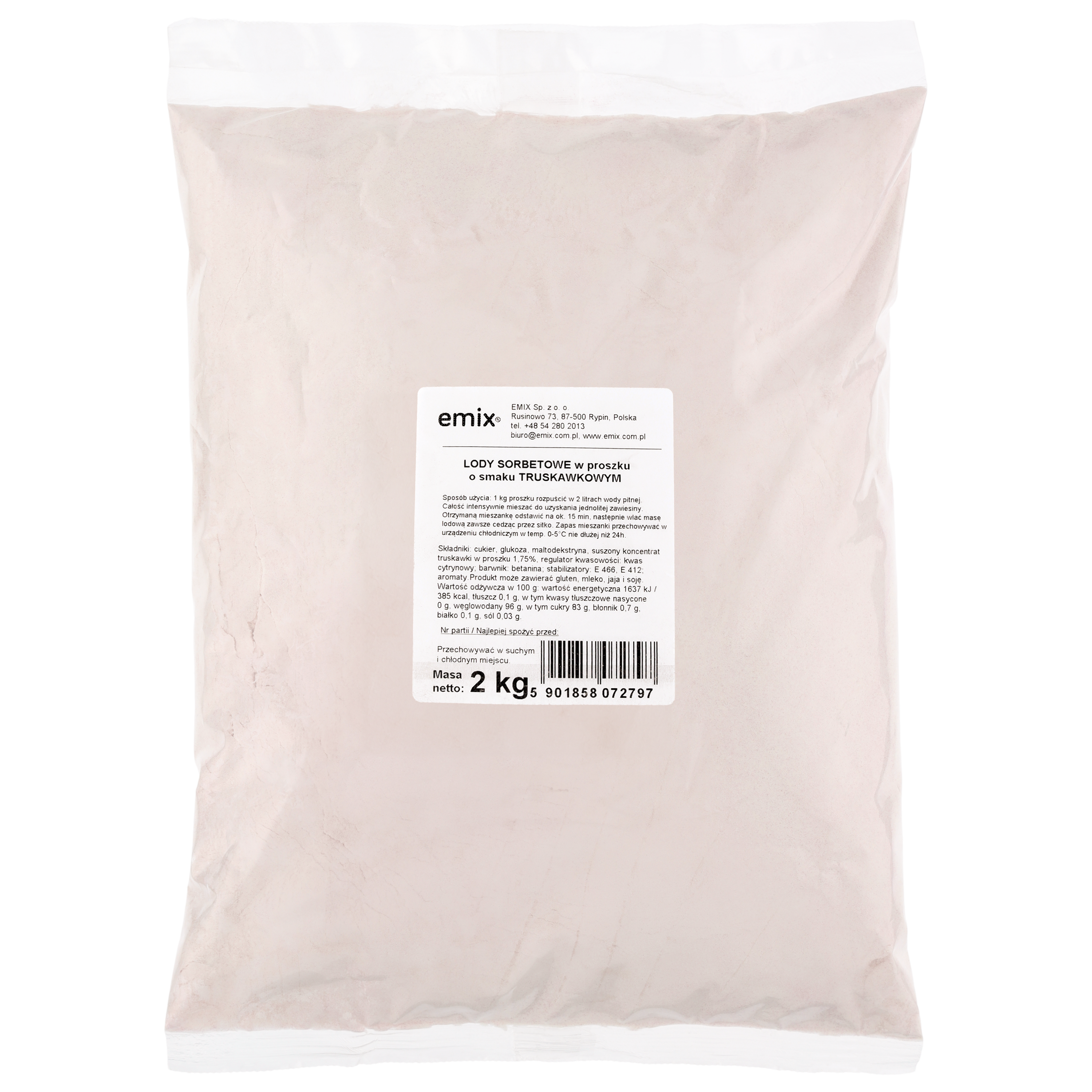 Lody Sorbetowe Truskawka Emix 2Kg