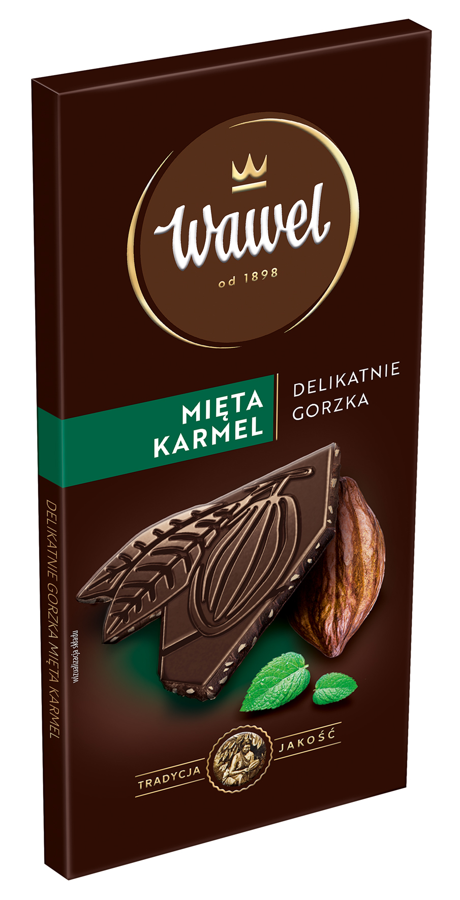 Wawel Czekolada Premium Delikatnie Gorzka Mięta Karmel 90G